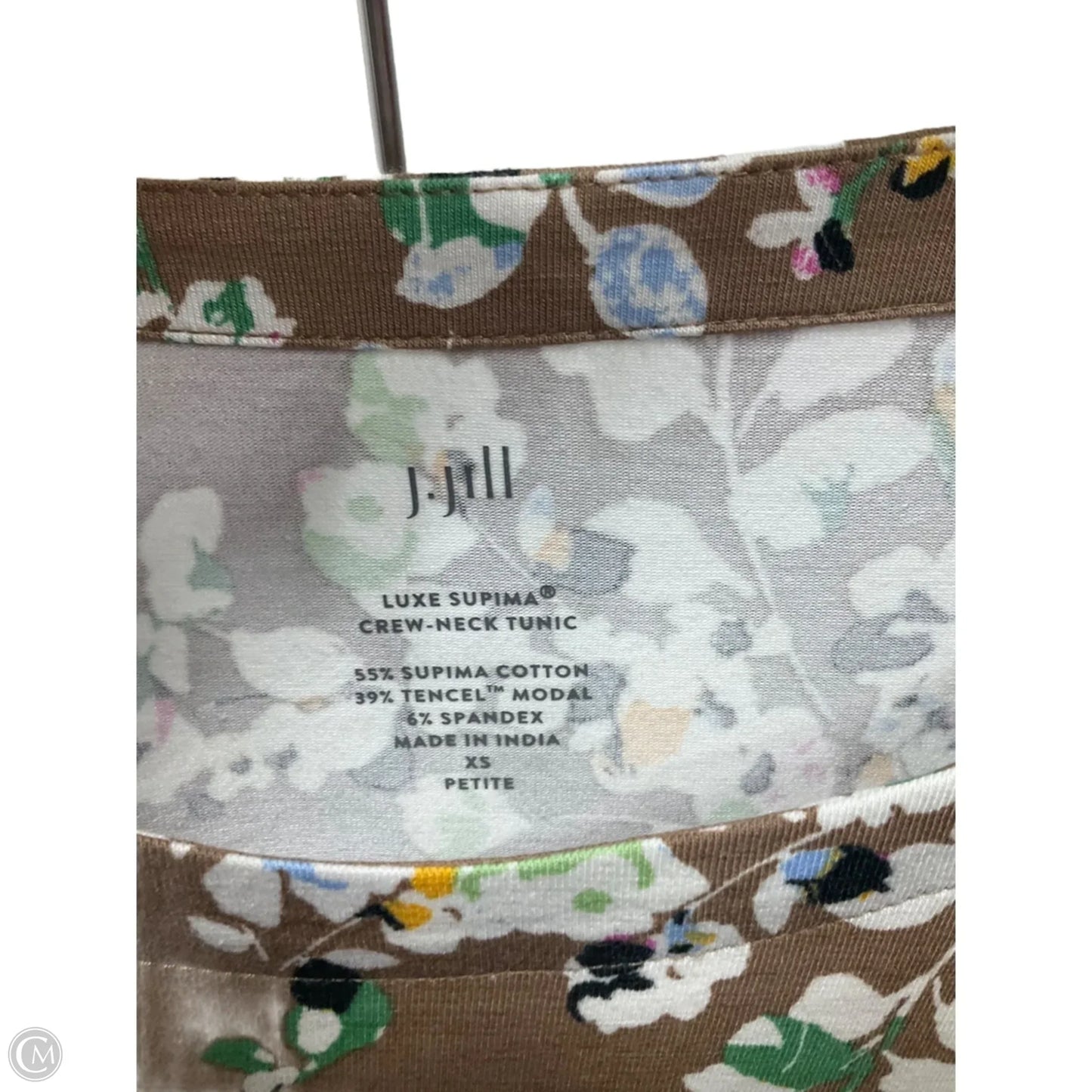 Top 3/4 Sleeve Basic By J. Jill In Floral Print, Size: Xs