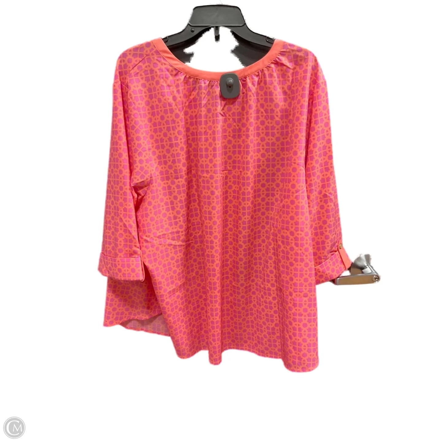 Top Long Sleeve By C Wonder In Orange & Pink, Size: 3x