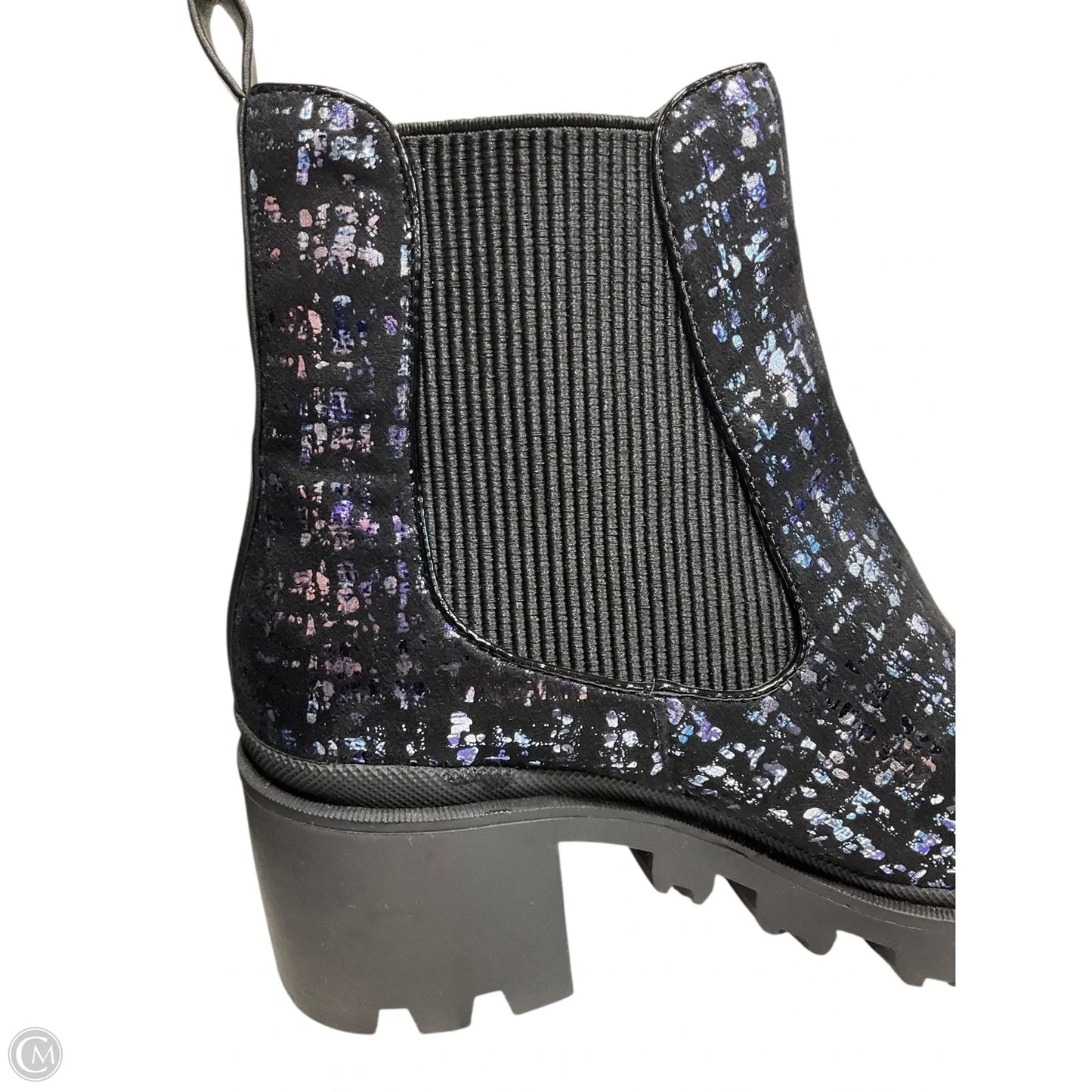 Boots Ankle Heels By Betsey Johnson In Black & Blue, Size: 7.5