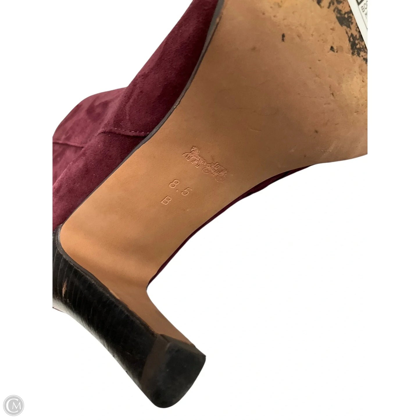 Boots Designer By Coach In Maroon, Size: 8.5