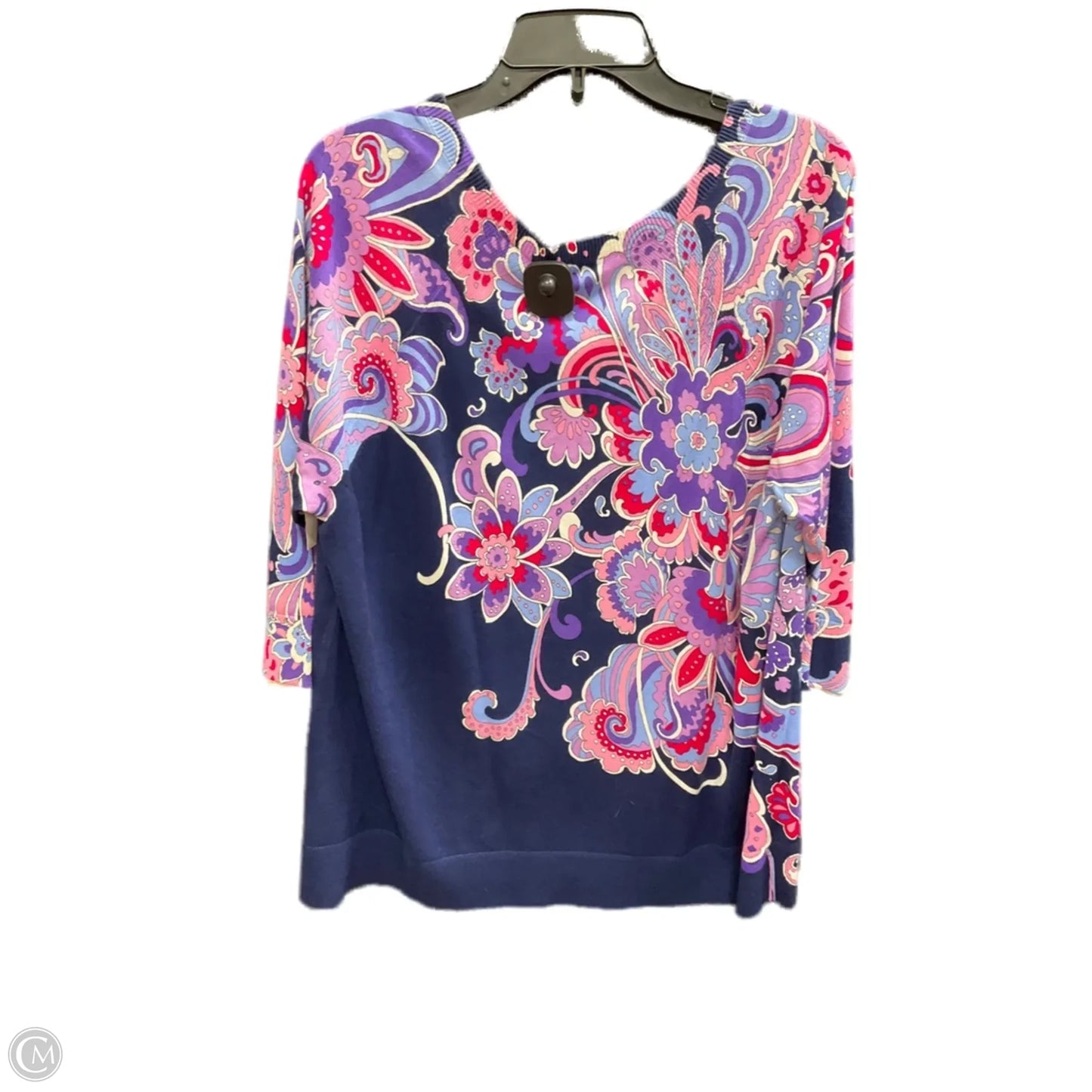 Top 3/4 Sleeve By Talbots In Navy, Size: 2x