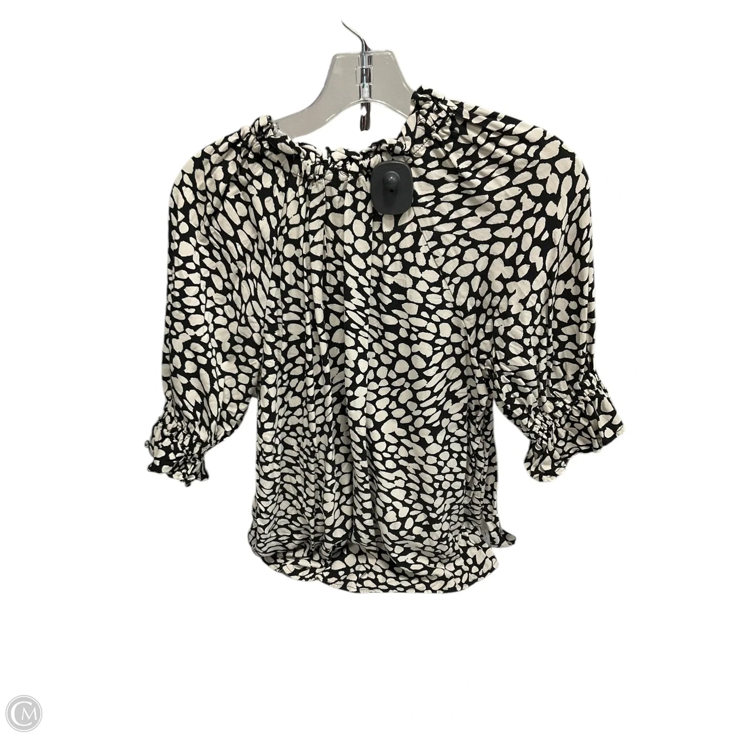 Top Short Sleeve By Who What Wear In Black & White, Size: Xs