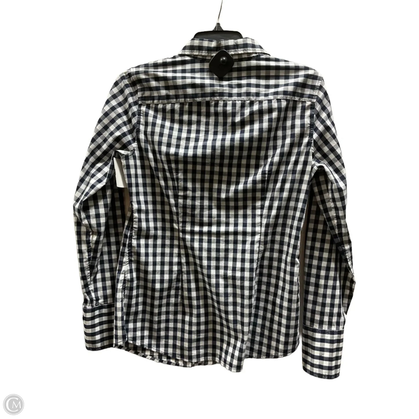 Blouse Long Sleeve By Banana Republic In Blue & White, Size: S