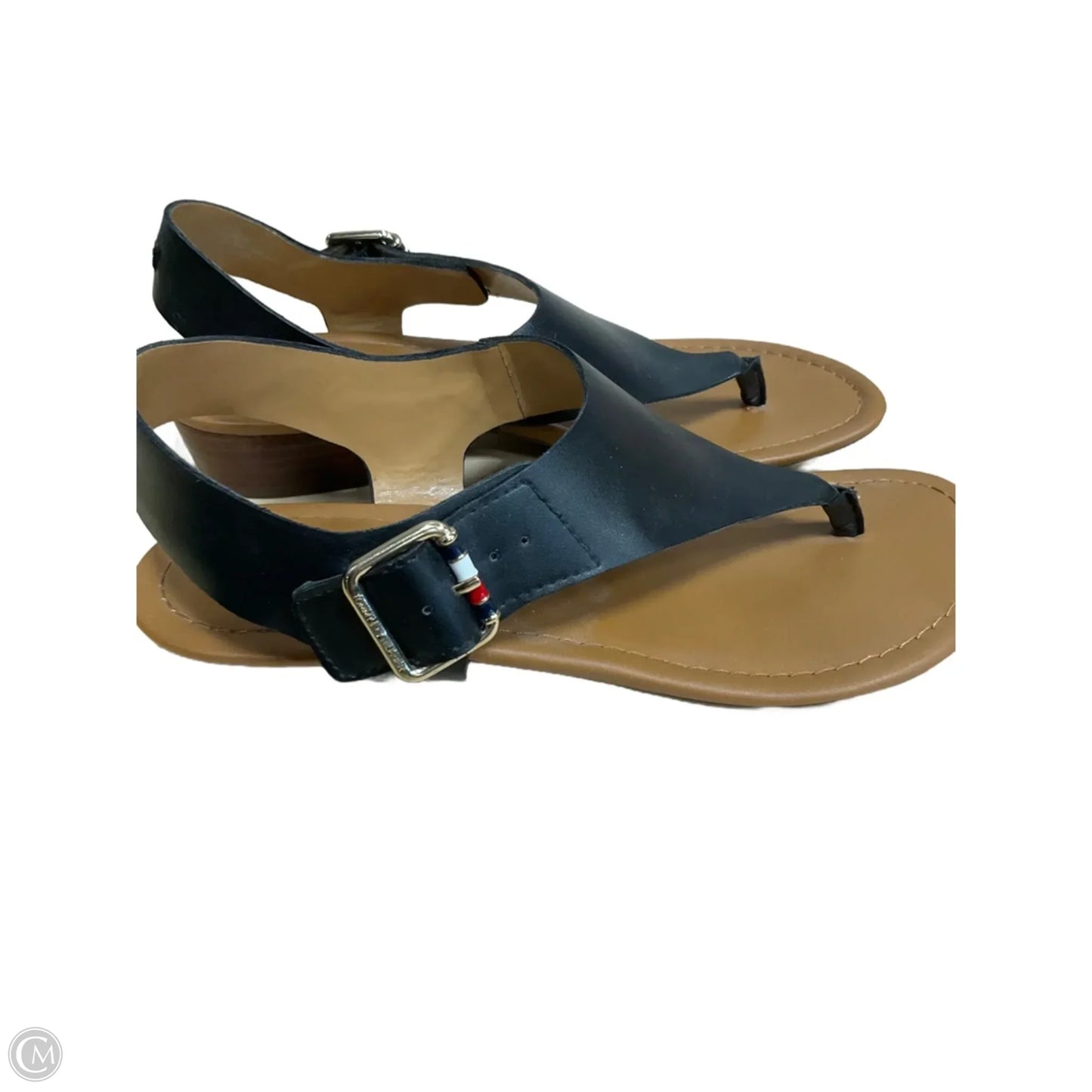 Sandals Flats By Tommy Hilfiger In Black & Tan, Size: 8.5