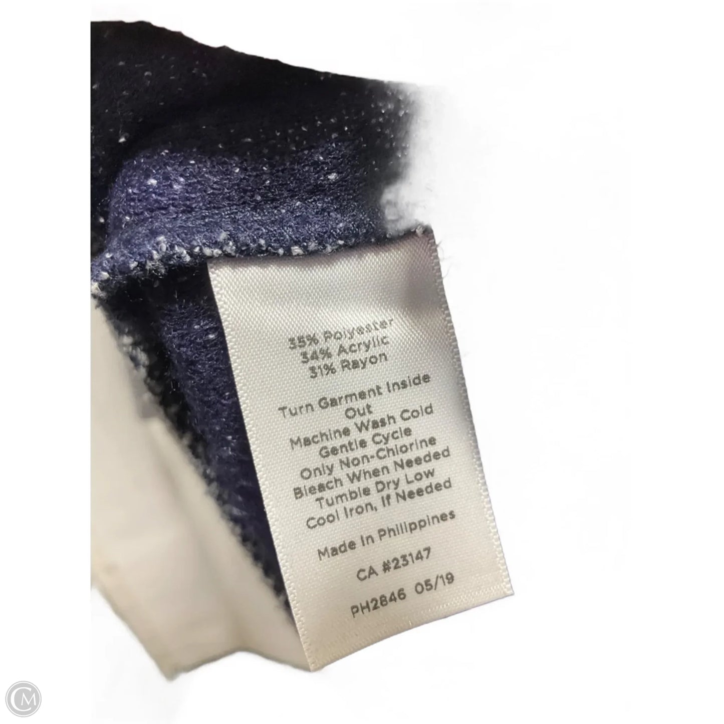 Top Long Sleeve Basic By Talbots In Blue & White, Size: L