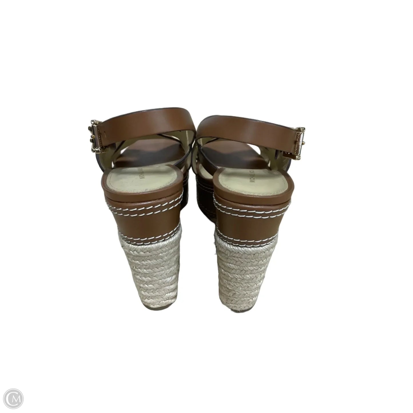 Sandals Heels Wedge By Michael Kors In Brown & Cream, Size: 8.5
