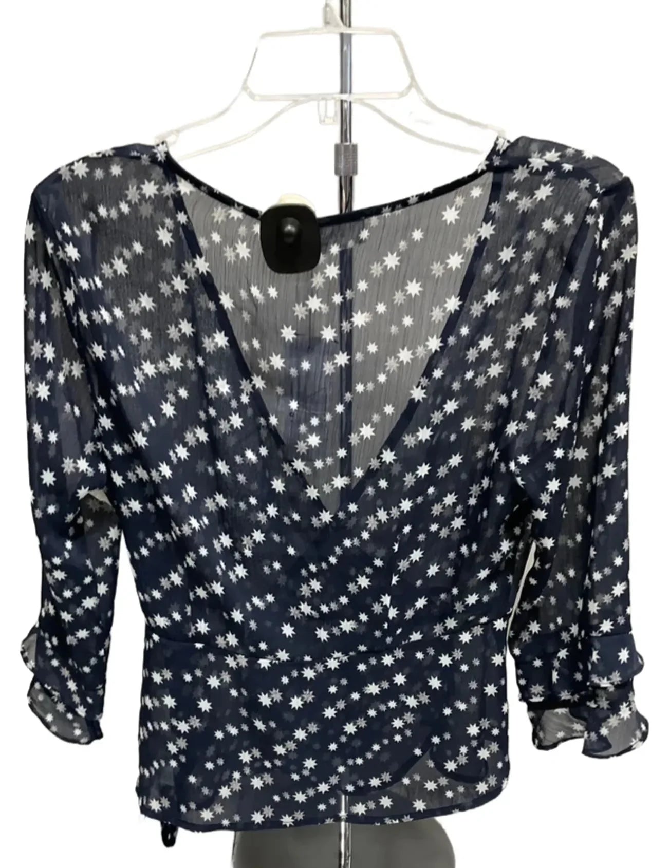 Blouse Long Sleeve By Sage In Blue & White, Size: M