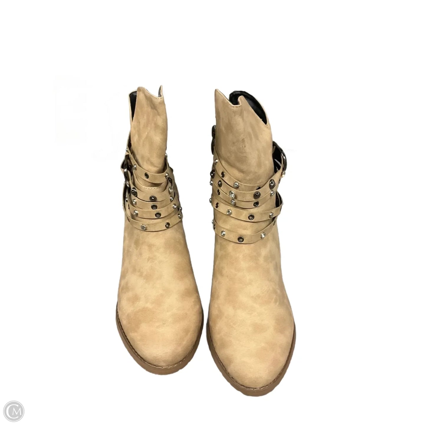 Boots Ankle Heels By Clothes Mentor In Cream, Size: 9.5