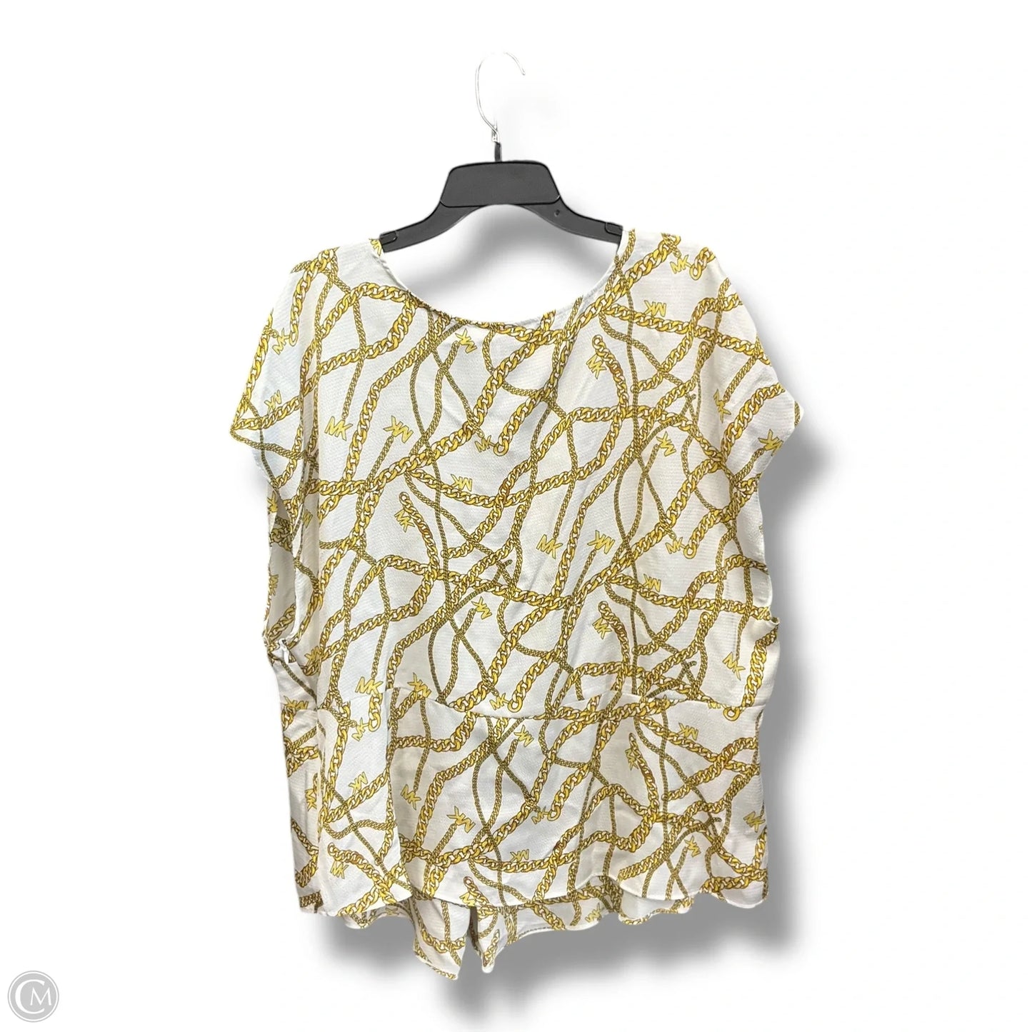 Top Short Sleeve By Michael By Michael Kors In White & Yellow, Size: 2x