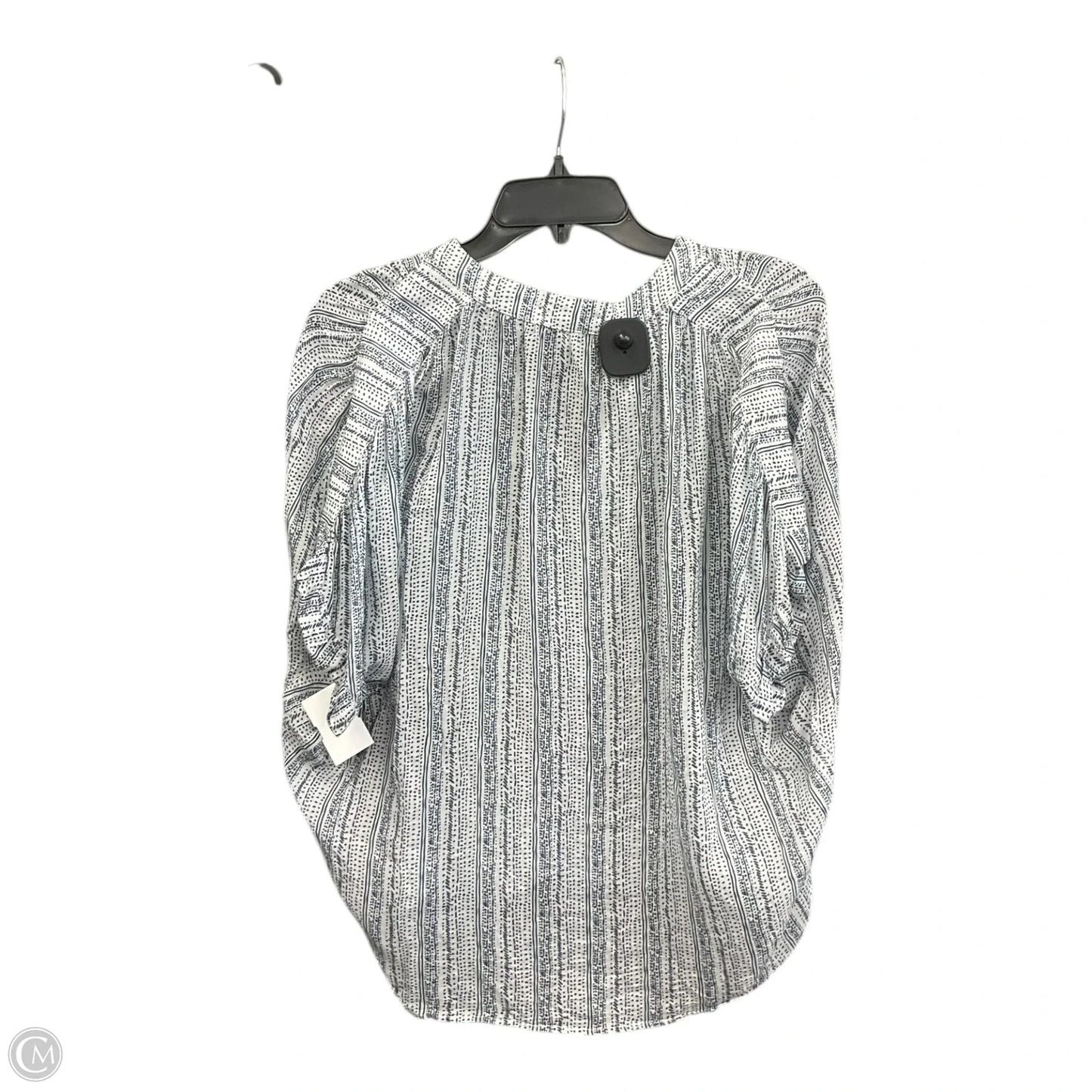 Blouse Short Sleeve By Cloth & Stone In Blue & White, Size: Xs