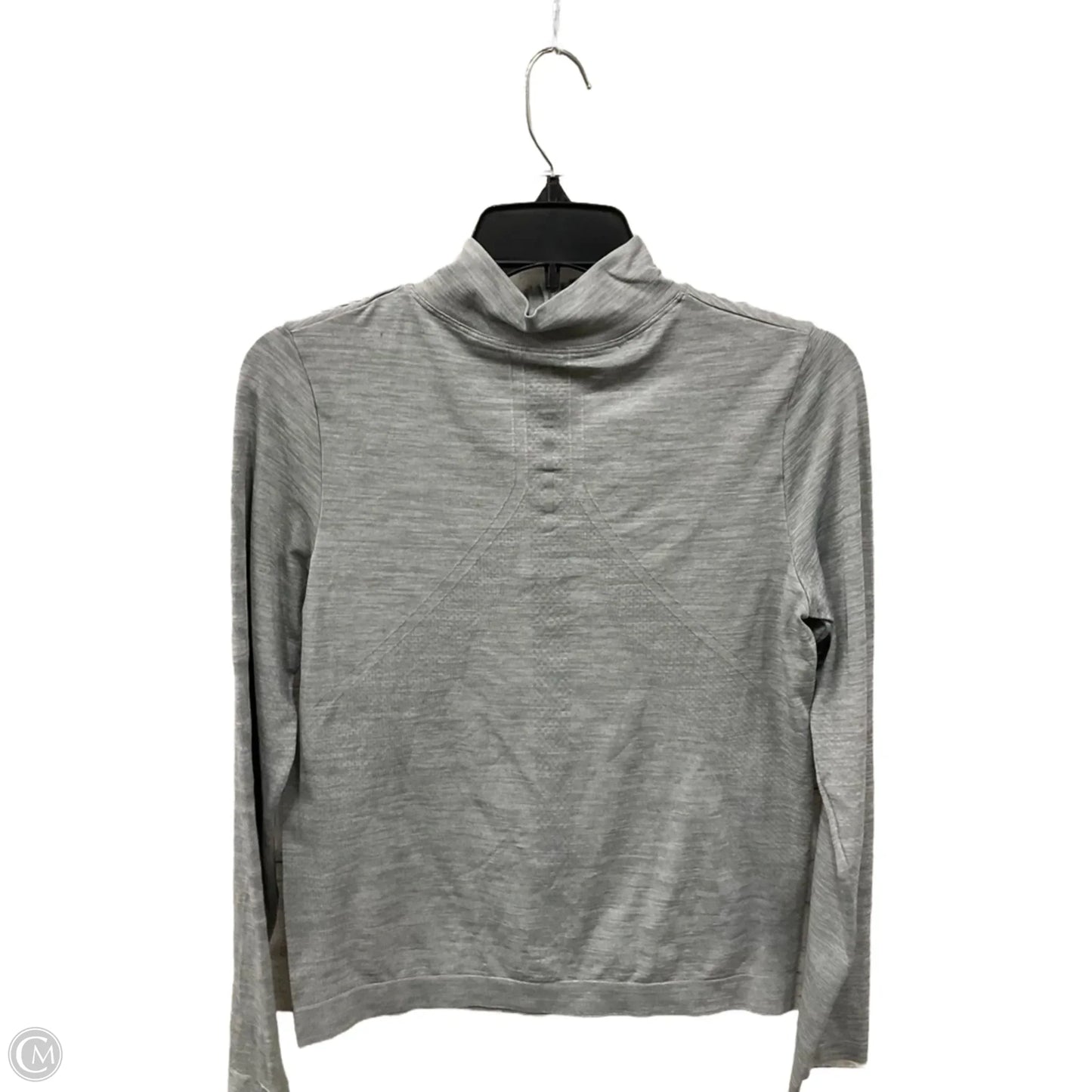 Athletic Top Long Sleeve Collar By New Balance In Grey, Size: M