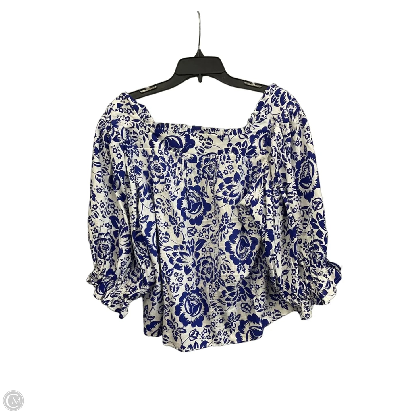 Top Short Sleeve By Rachel Zoe In Blue & White, Size: Xl