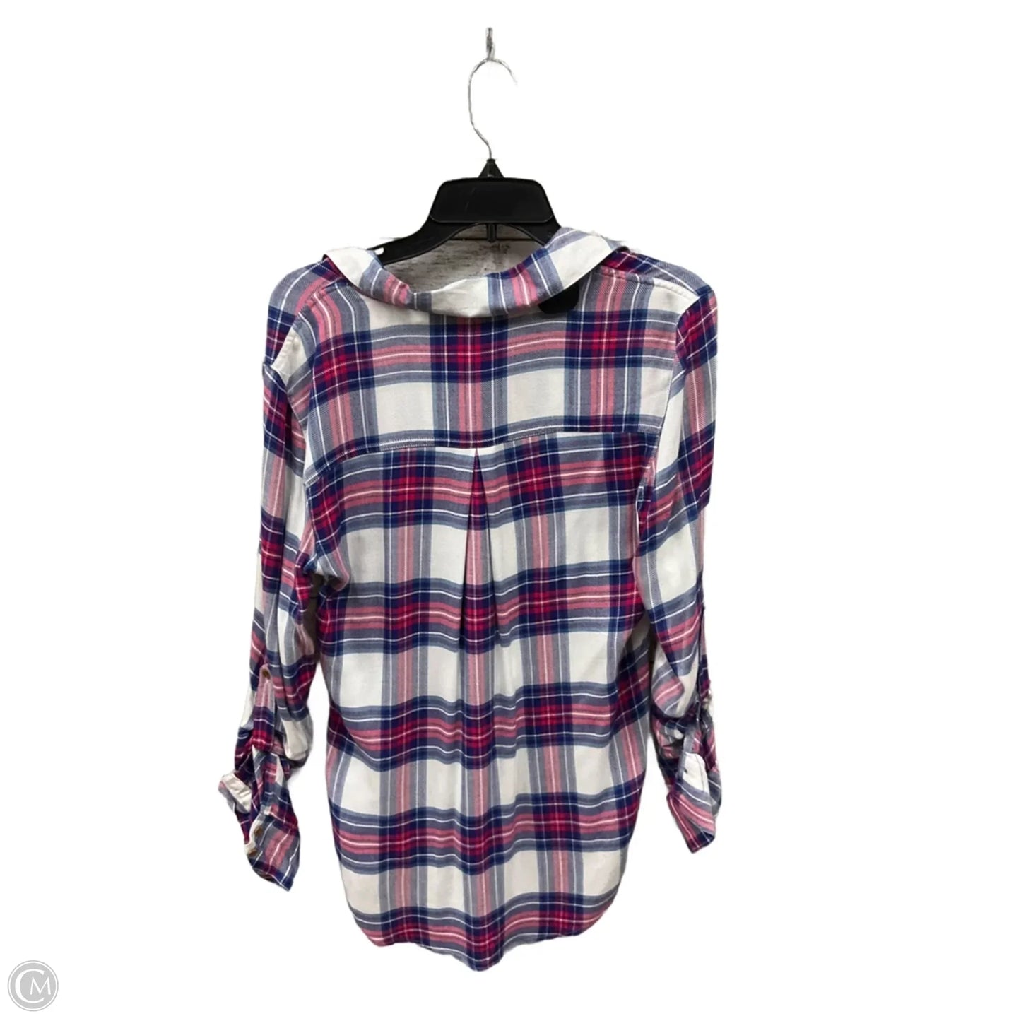 Blouse Long Sleeve By Clothes Mentor In Plaid Pattern, Size: S