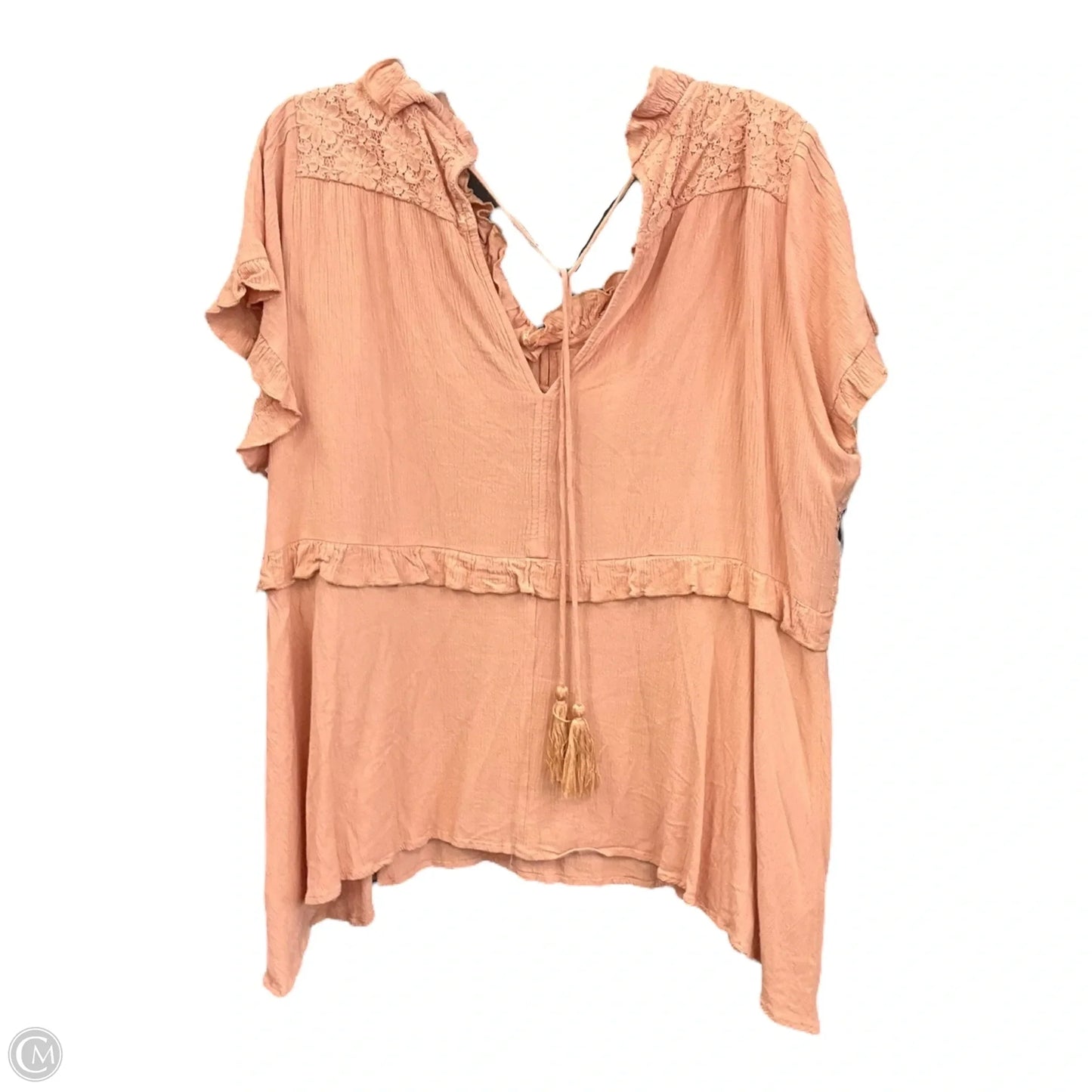 Top Short Sleeve By Oddi In Peach, Size: 1x