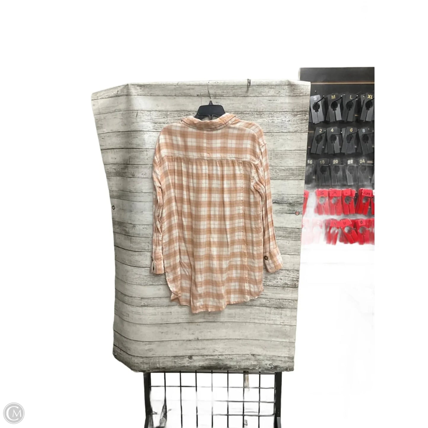 Blouse Long Sleeve By Free People In Plaid Pattern, Size: M