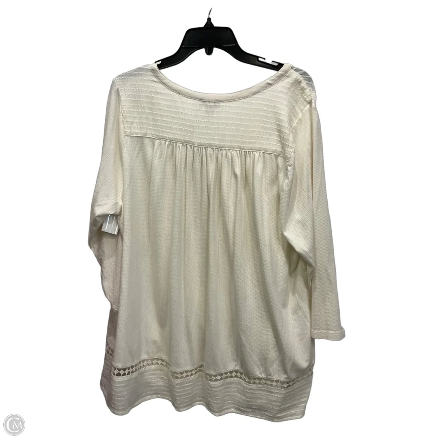 Blouse 3/4 Sleeve By Lucky Brand In Ivory, Size: 1x