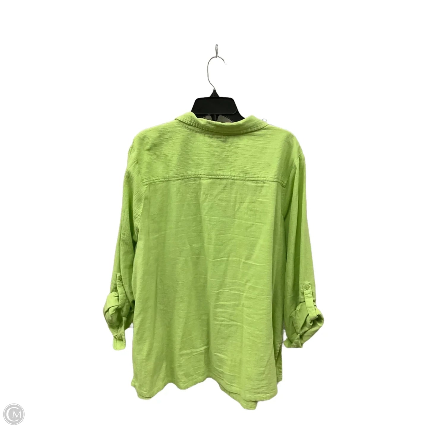 Blouse 3/4 Sleeve By Appleseeds In Green, Size: 2x