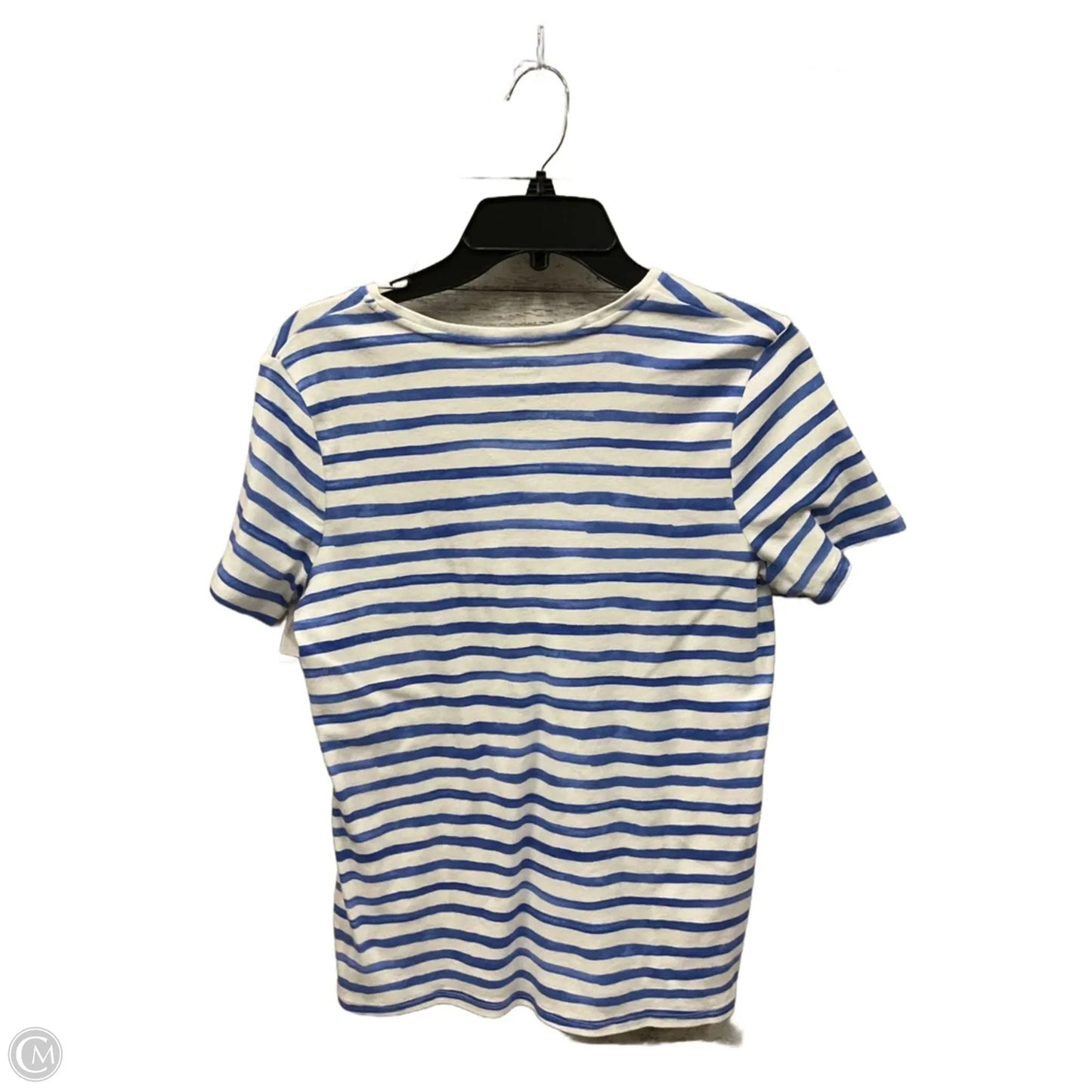 Top Short Sleeve Basic By Croft And Barrow In Blue & White, Size: M