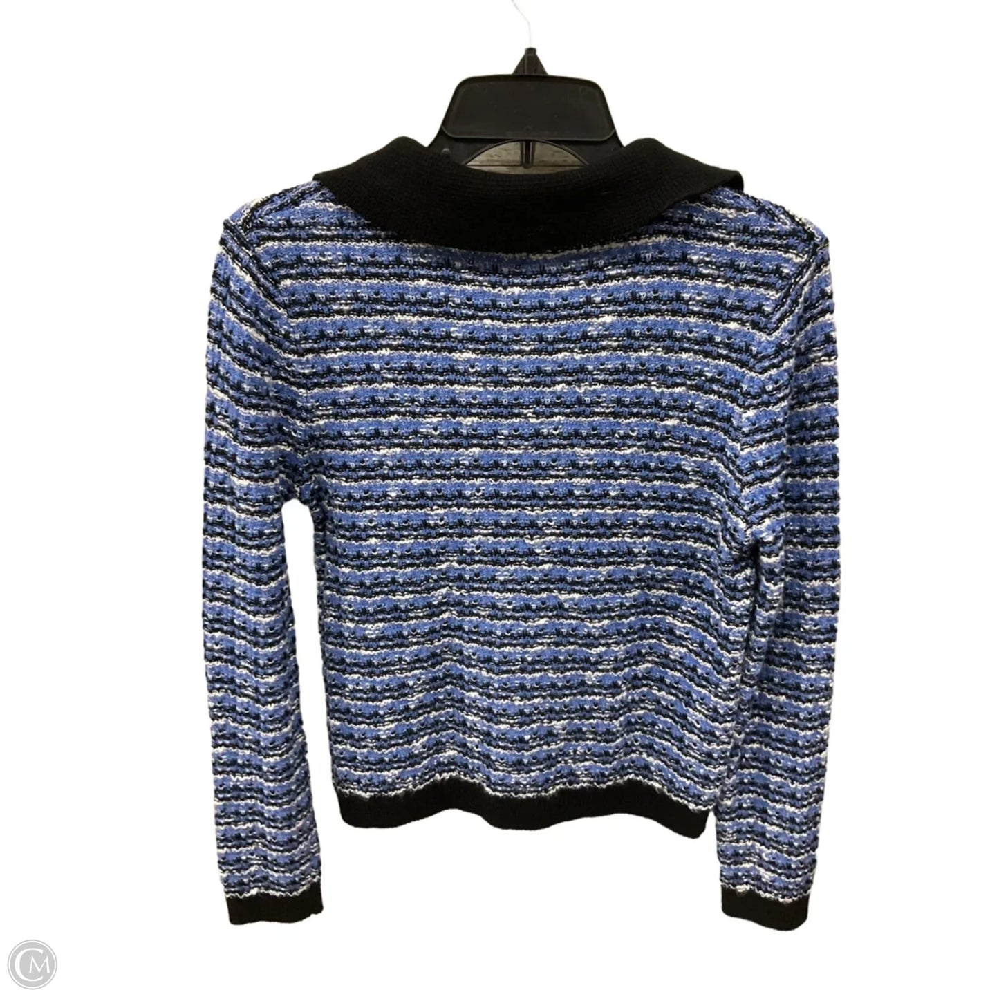 Blouse Long Sleeve By Tahari In Black & Blue, Size: Xl