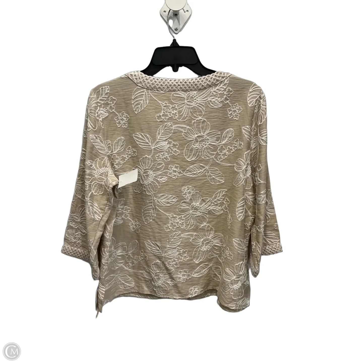 Top 3/4 Sleeve By Alfred Dunner In Tan & White, Size: Sp