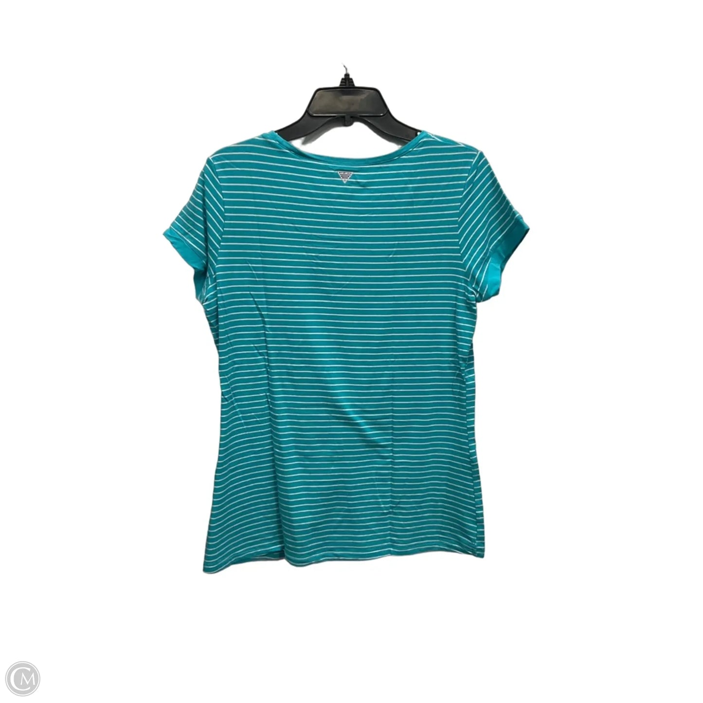 Athletic Top Short Sleeve By Columbia In Blue & White, Size: L