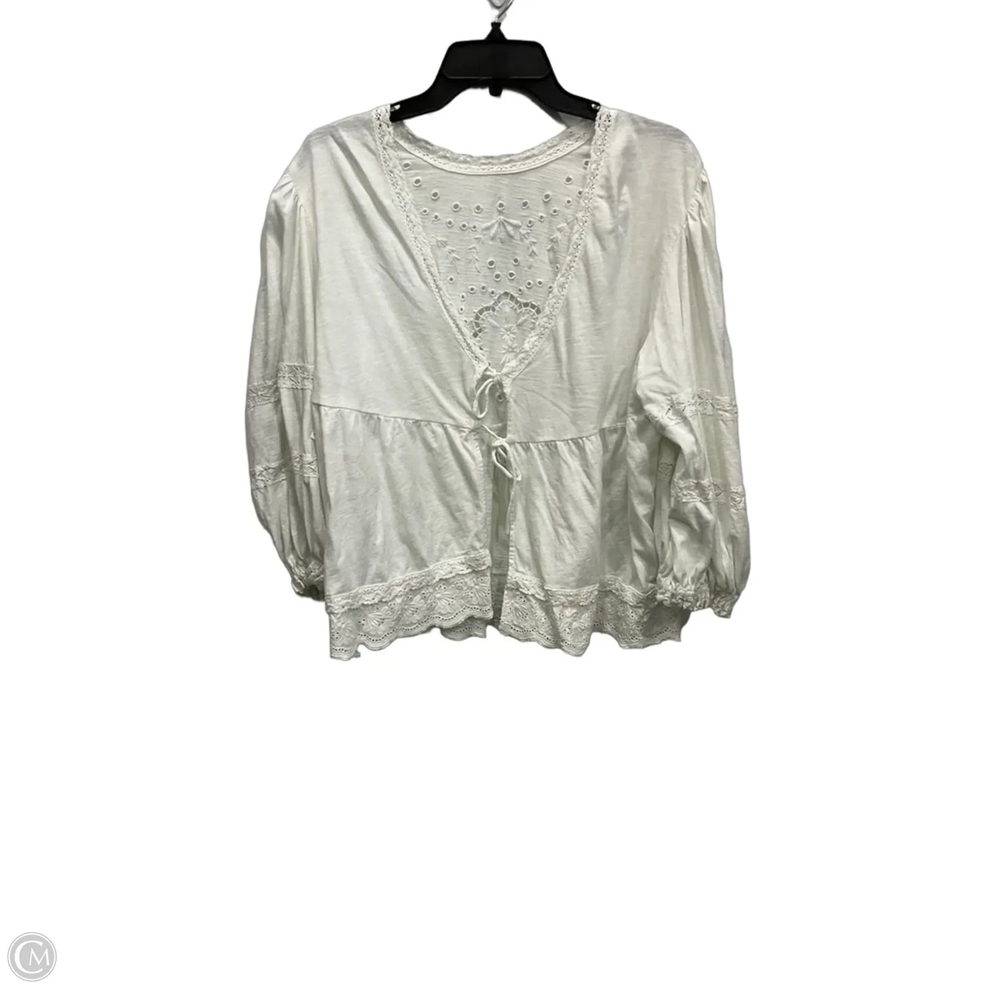 Top 3/4 Sleeve By Free People In White, Size: L