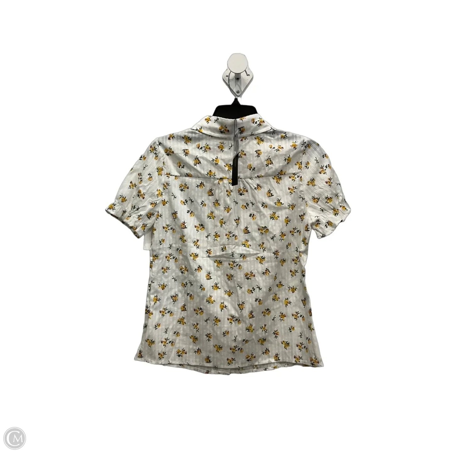 Blouse Short Sleeve By Allegra K In White & Yellow, Size: Xs