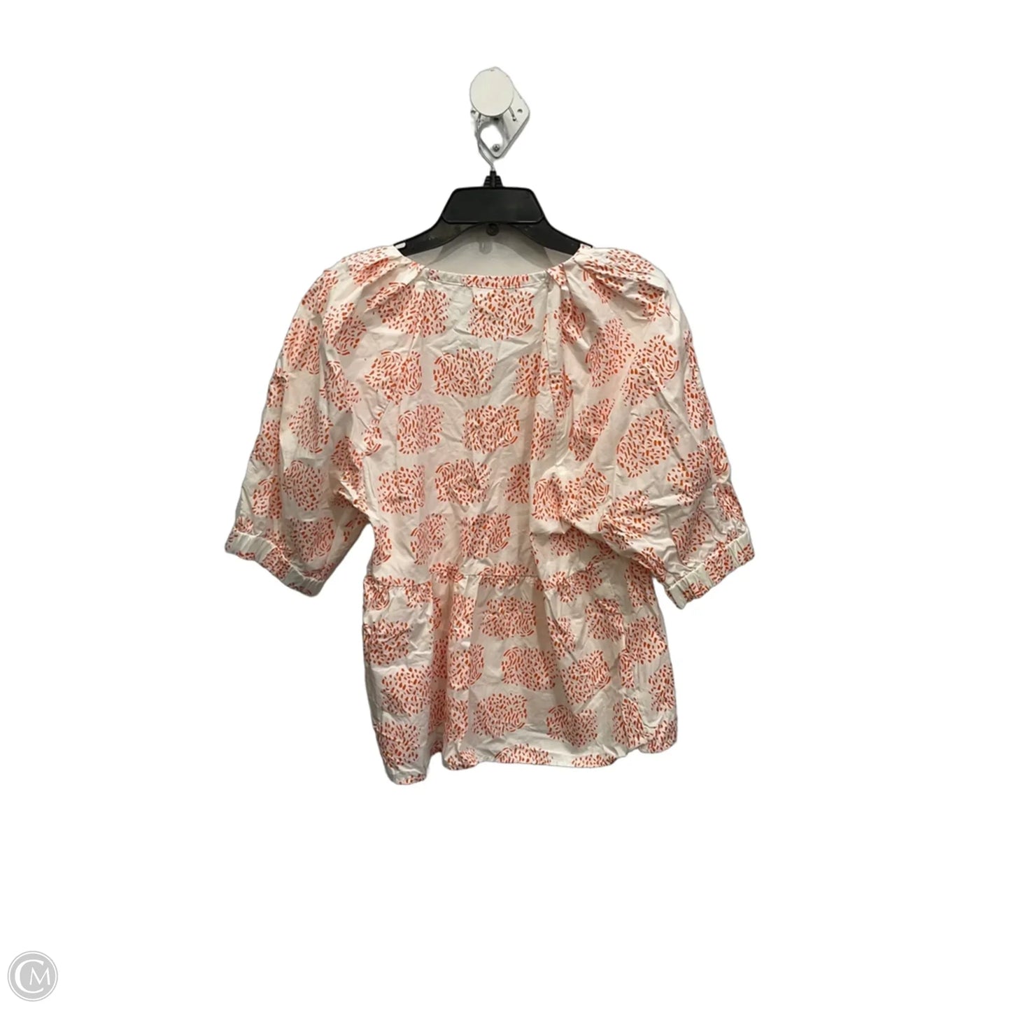 Blouse Short Sleeve By Anthropologie In Orange & White, Size: M