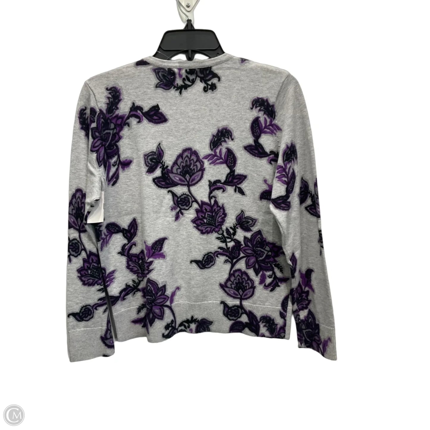 Cardigan By Croft And Barrow In Grey & Purple, Size: Mp
