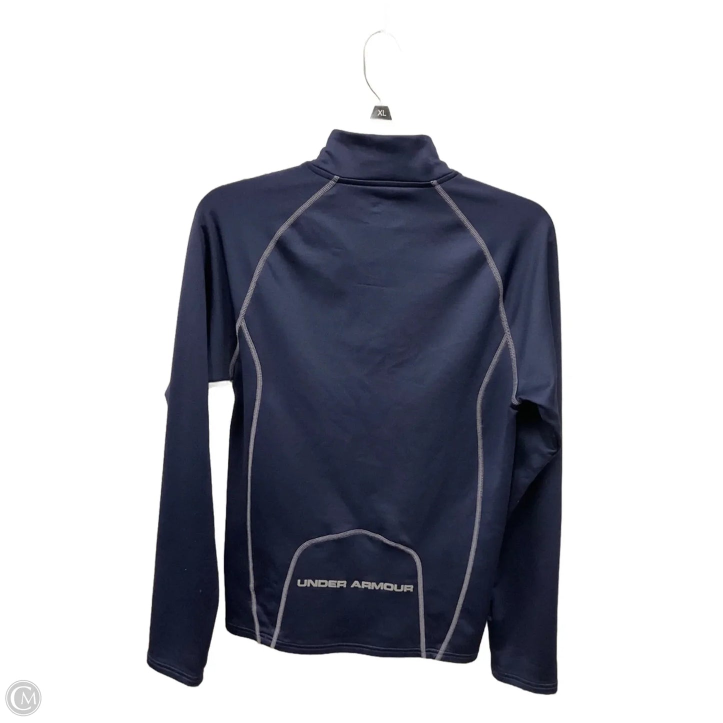 Athletic Top Long Sleeve Collar By Under Armour In Navy, Size: S
