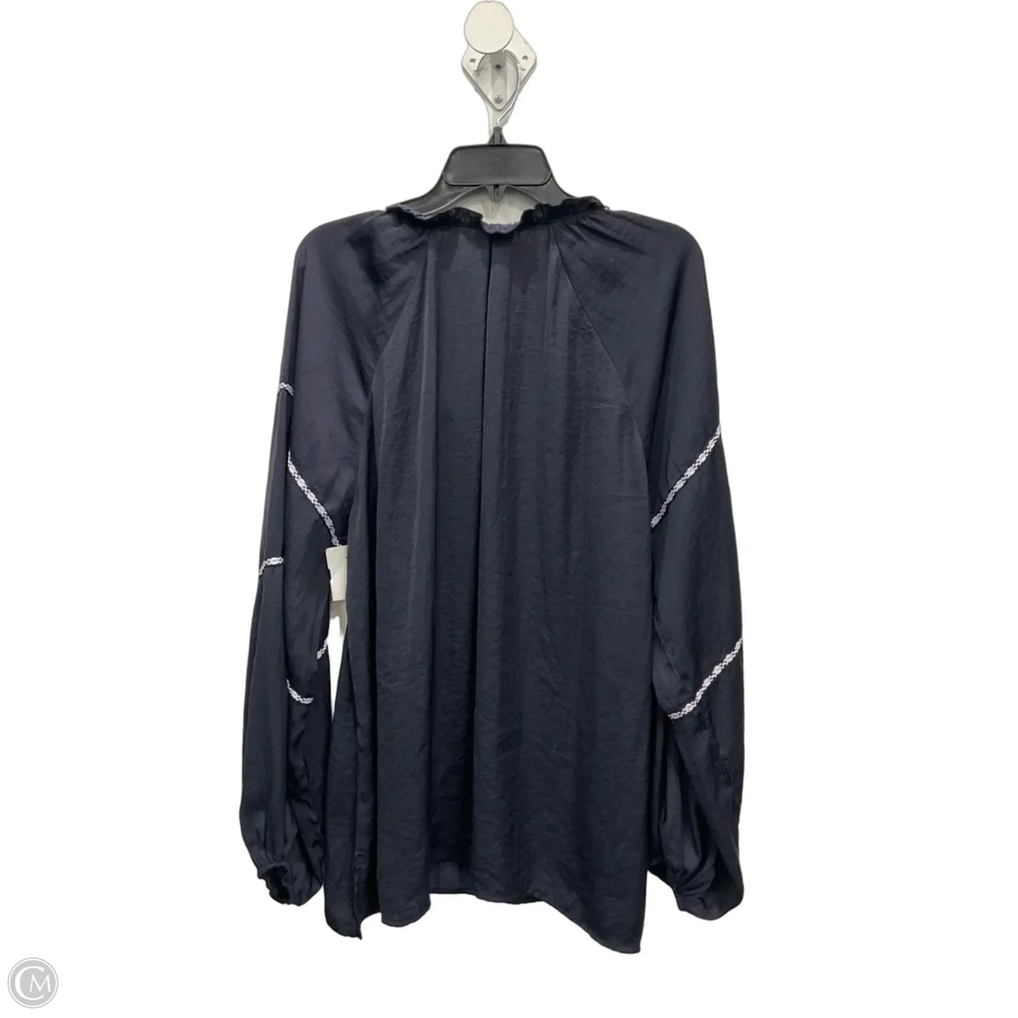 Top Long Sleeve By Suzanne Betro In Navy, Size: 2x