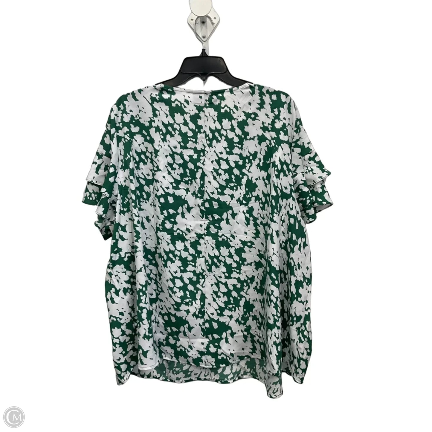 Top Short Sleeve By Lane Bryant In Green & White, Size: 3x