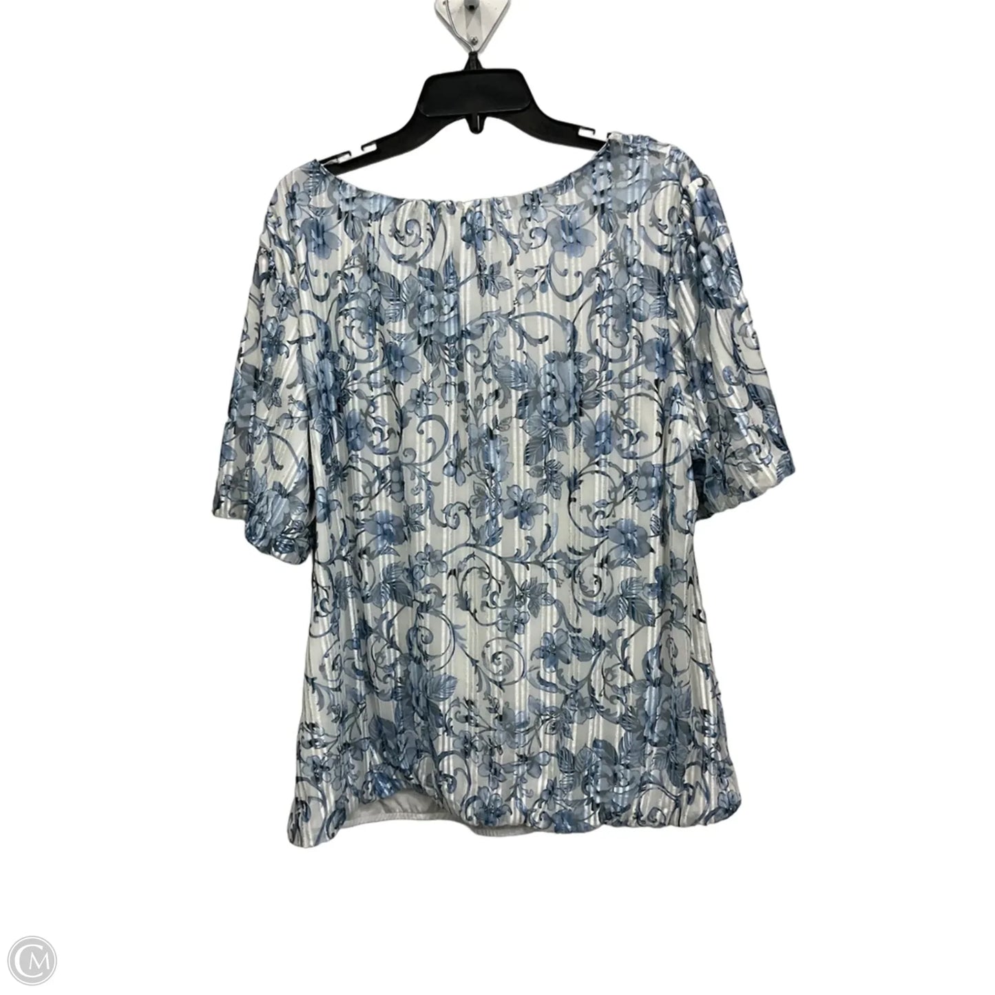 Top Short Sleeve By Sara Michelle In Blue & White, Size: 3x