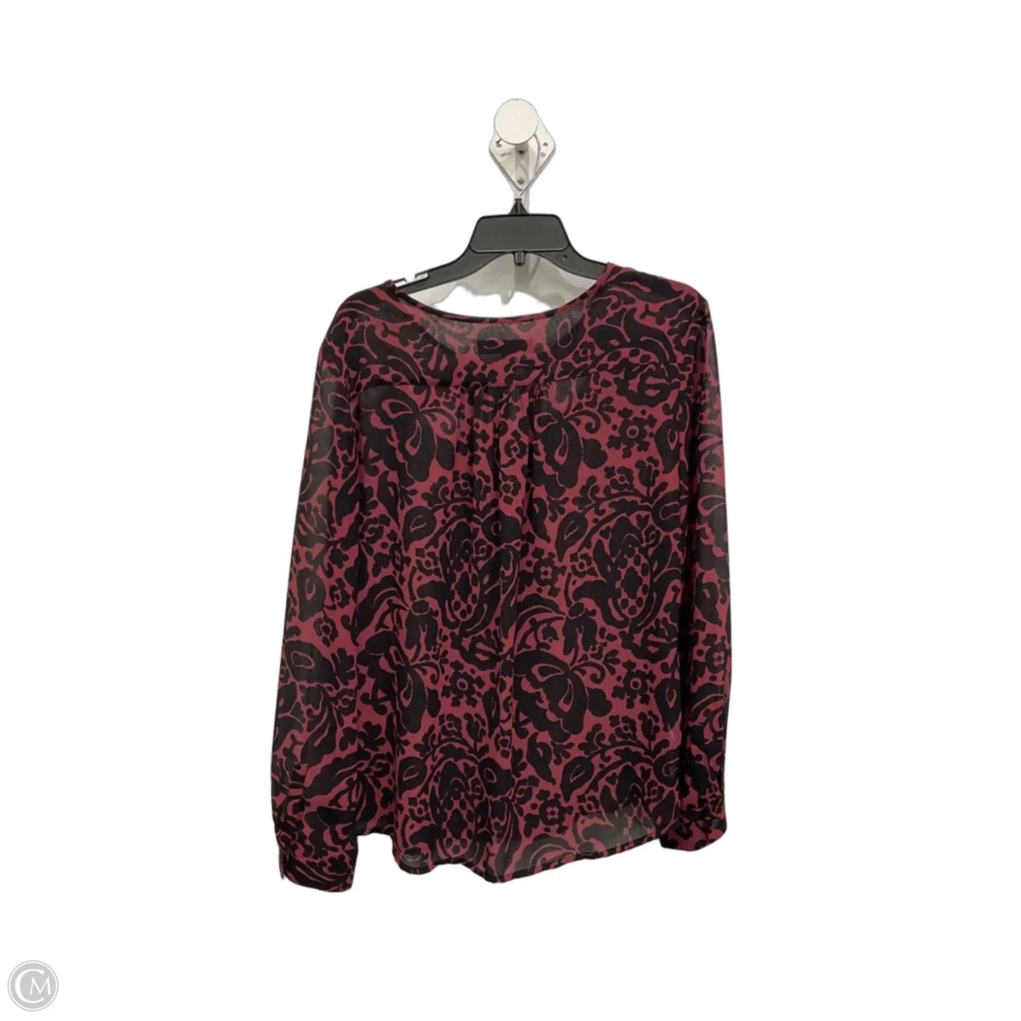 Blouse Long Sleeve By Loft In Red & Silver, Size: L