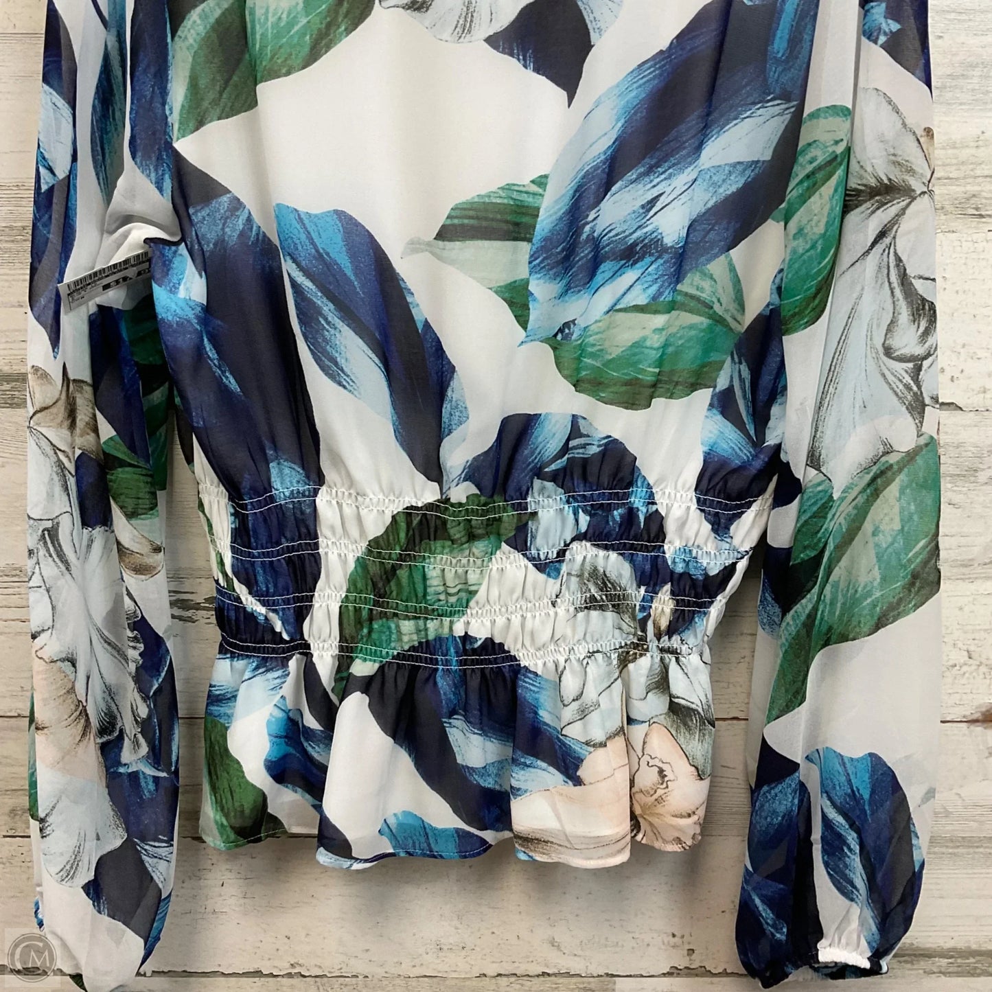 Blouse Long Sleeve By White House Black Market In Blue & Green, Size: M