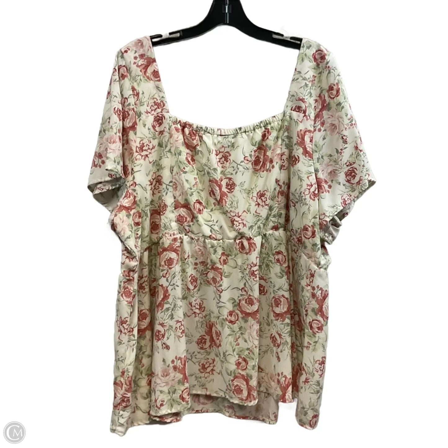 Blouse Short Sleeve By Torrid In Cream & Green, Size: 3x