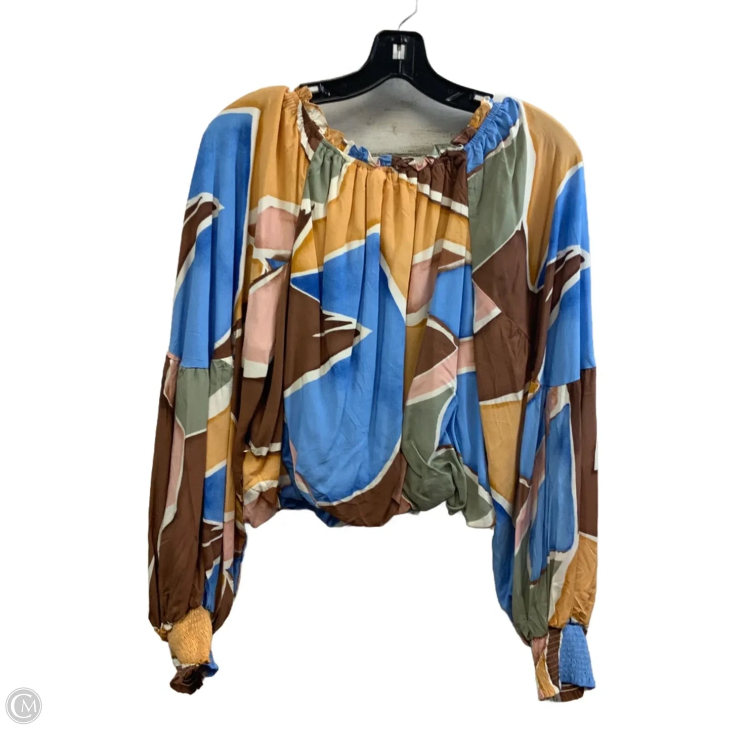 Top Long Sleeve By Blu Pepper In Blue & Brown, Size: M