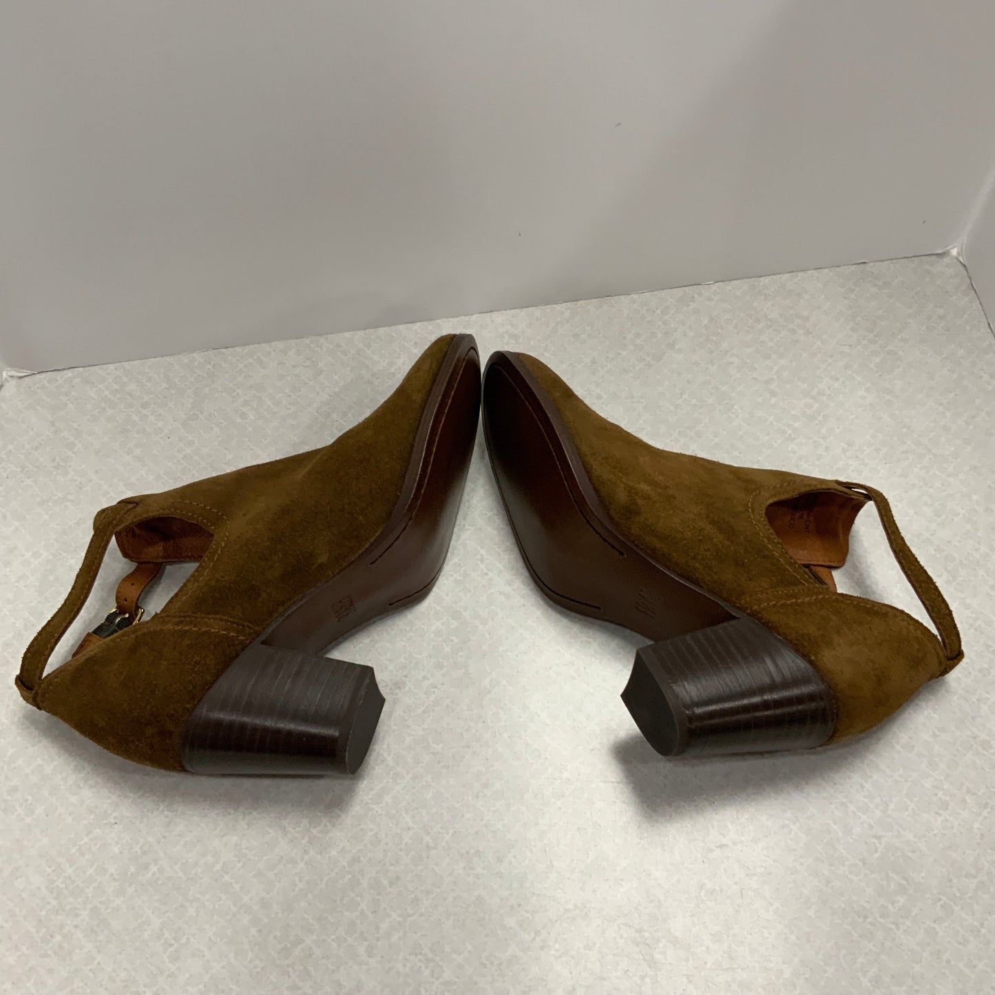 Boots Ankle Heels By Frye In Brown, Size: 9.5
