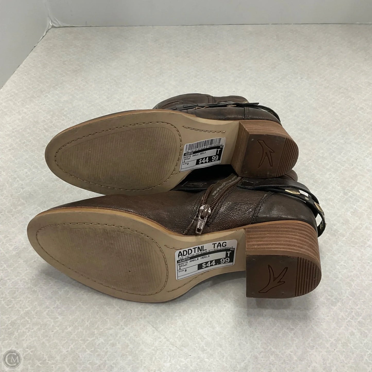 Boots Ankle Heels By Earth In Brown, Size: 8