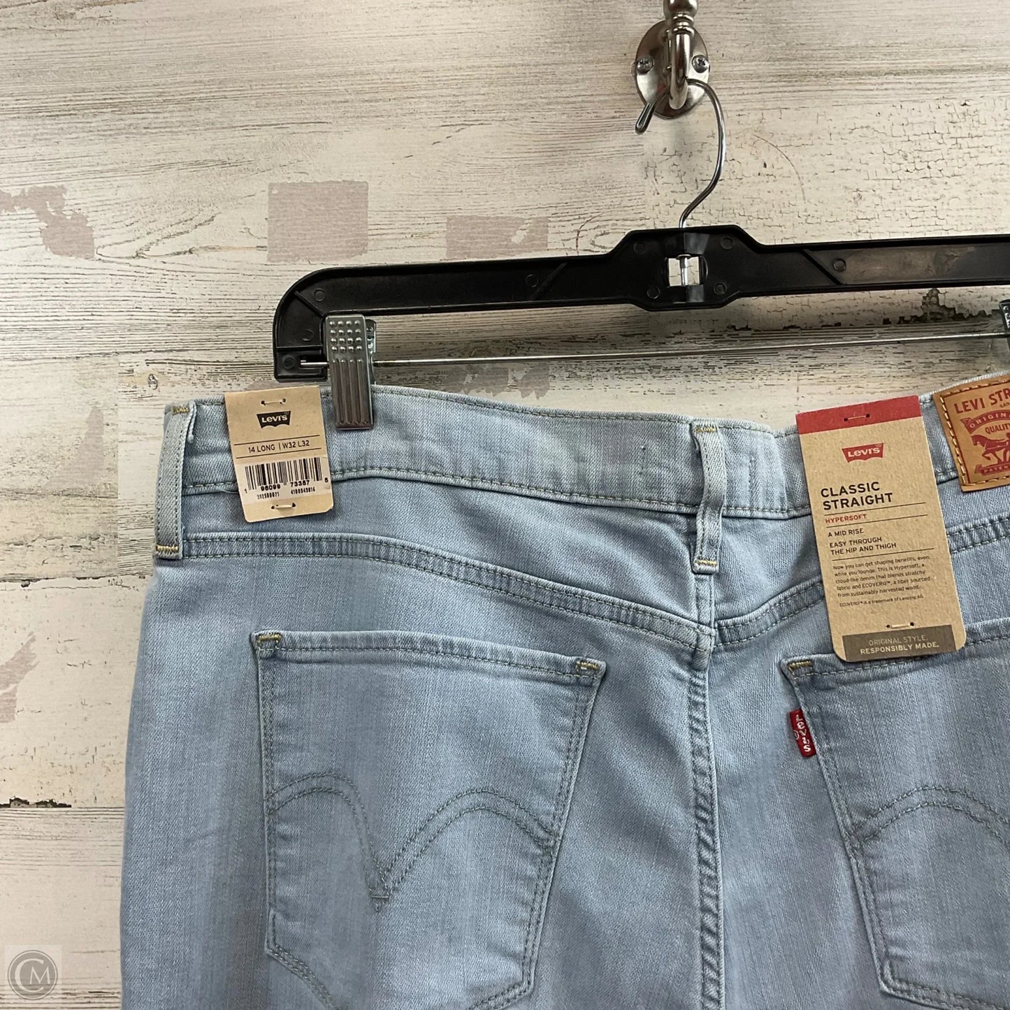 Jeans Straight By Levis In Blue Denim, Size: 14 Long
