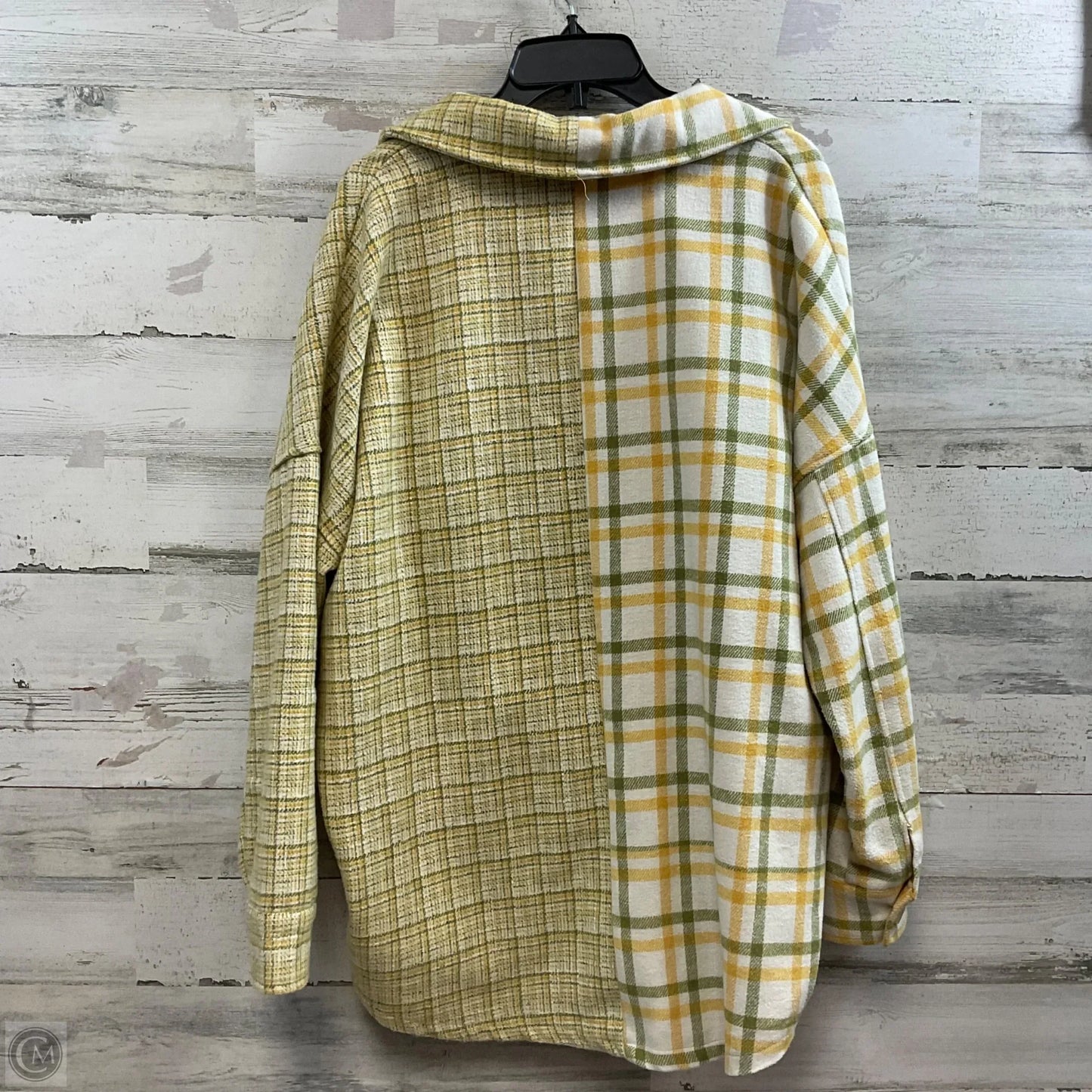 Jacket Shirt By Life In Green & Yellow, Size: M