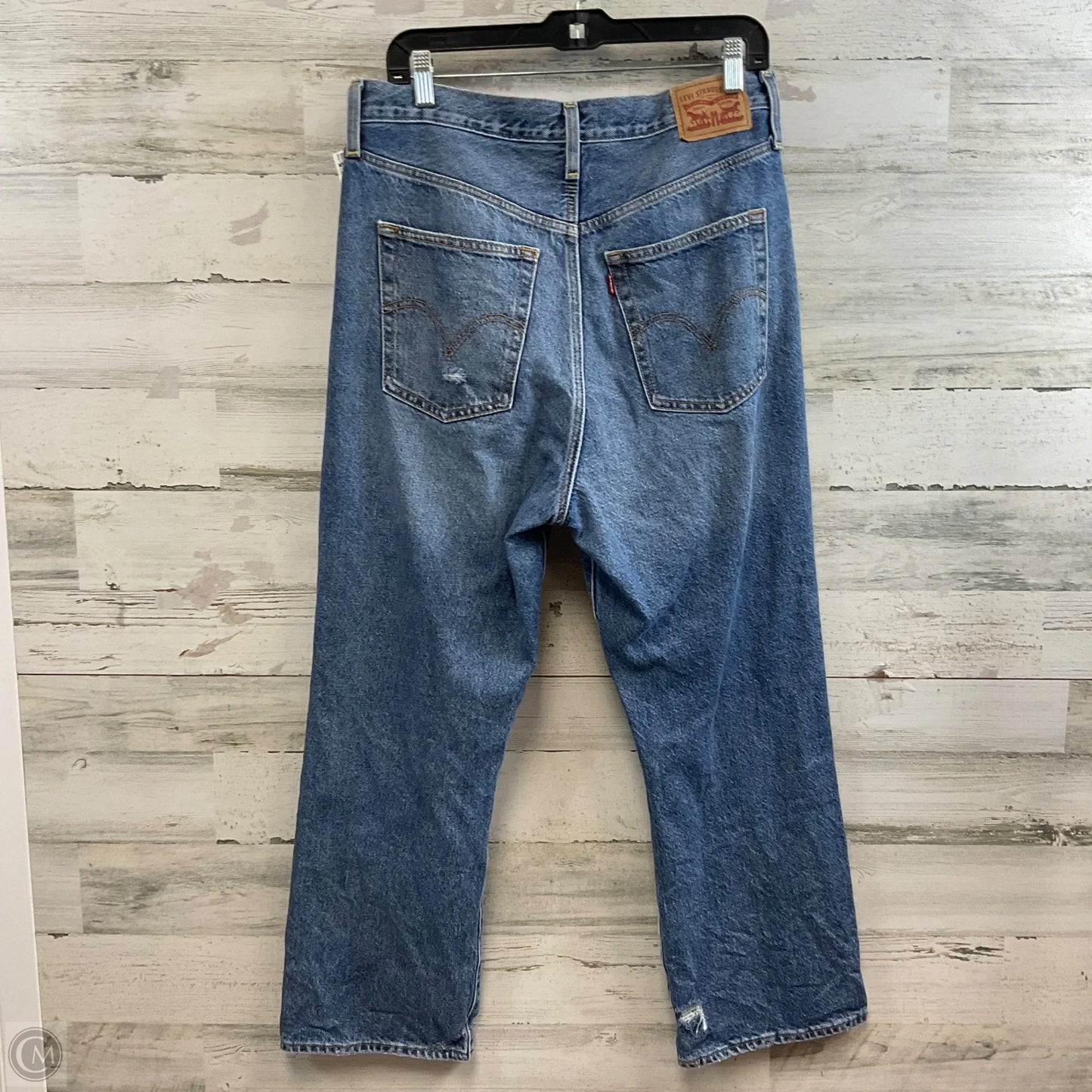 Jeans Straight By Levis In Blue Denim, Size: 14