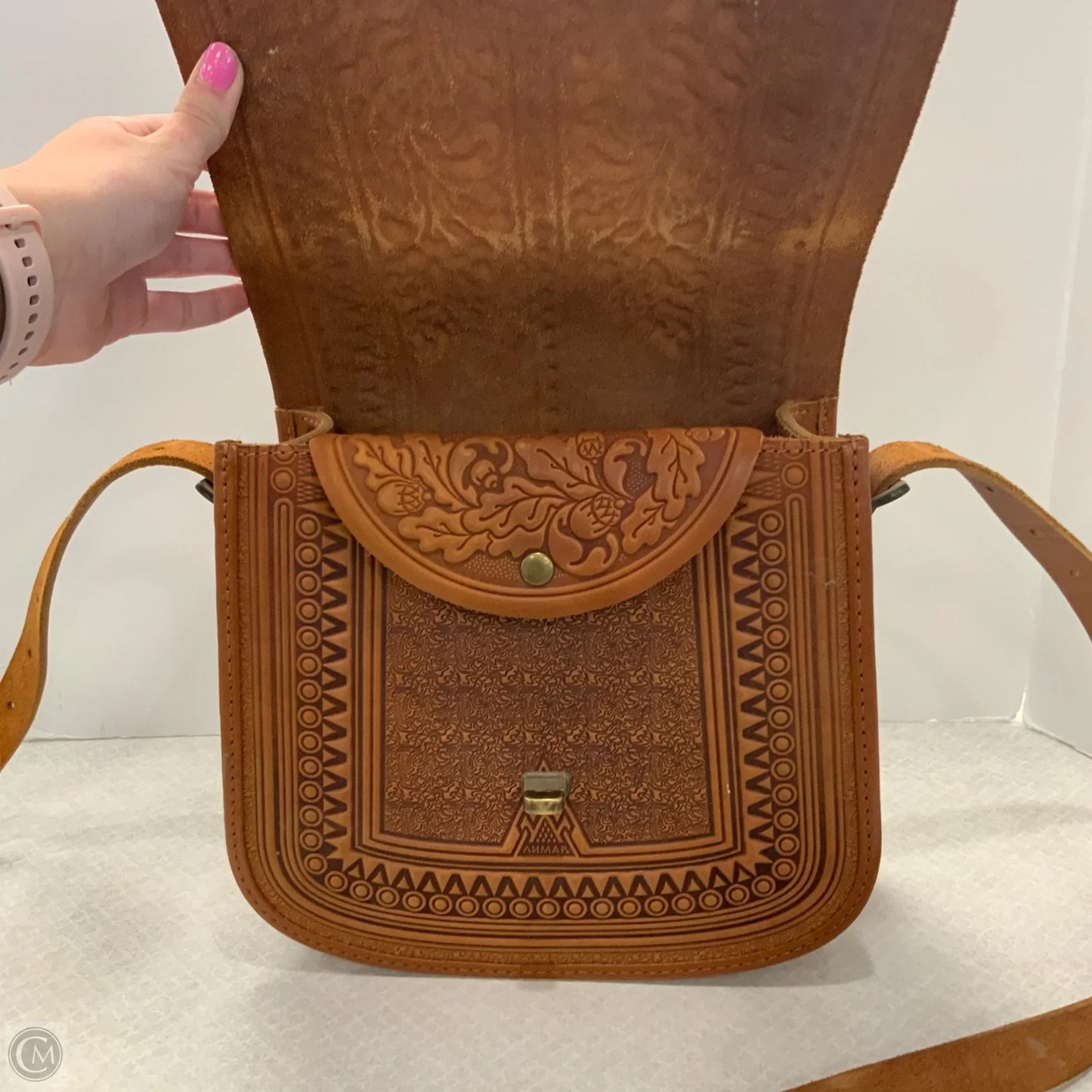 Crossbody Leather By Anmap, Size: Medium