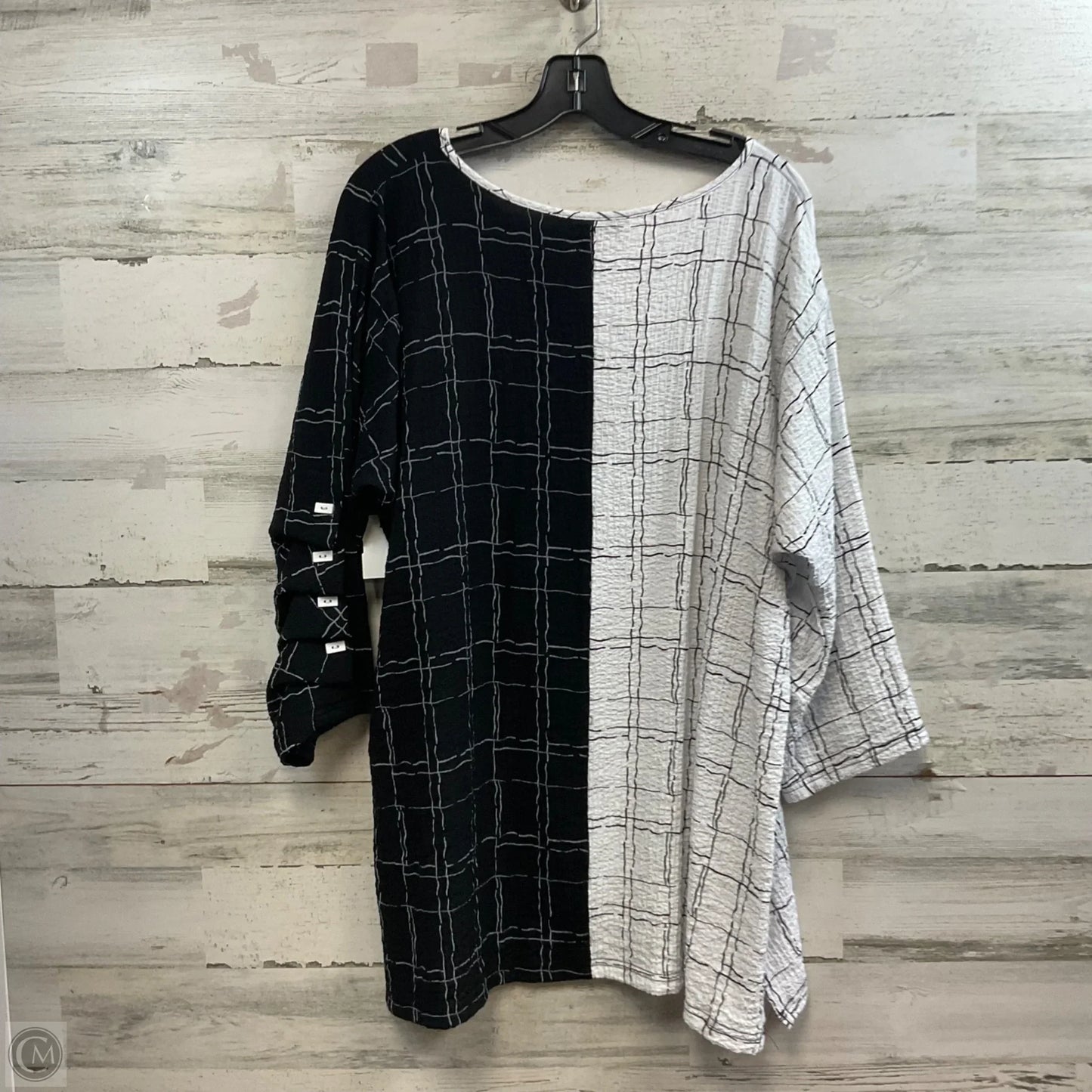 Blouse 3/4 Sleeve By Ali Miles In Black & White, Size: 1x