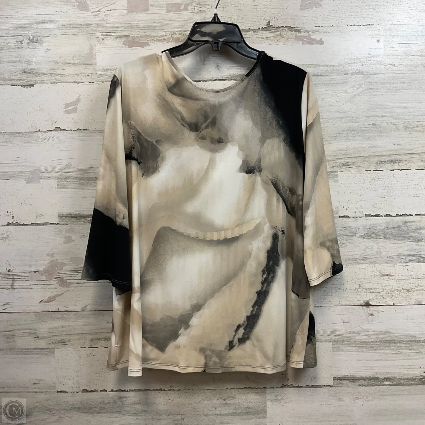 Blouse Short Sleeve By Clara Sun Woo In Brown, Size: 1x