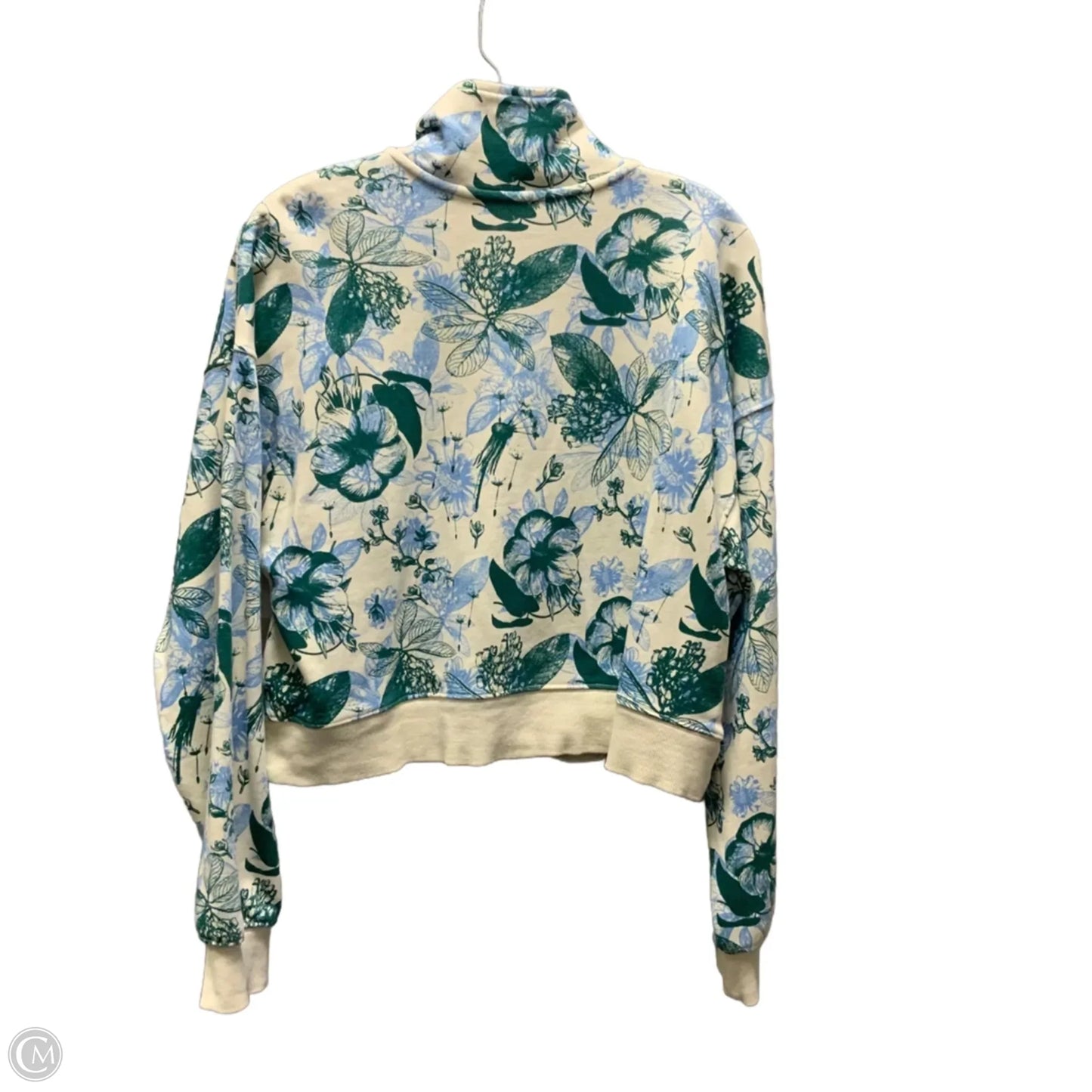 Athletic Top Long Sleeve Collar By Fabletics In Blue & Cream, Size: S