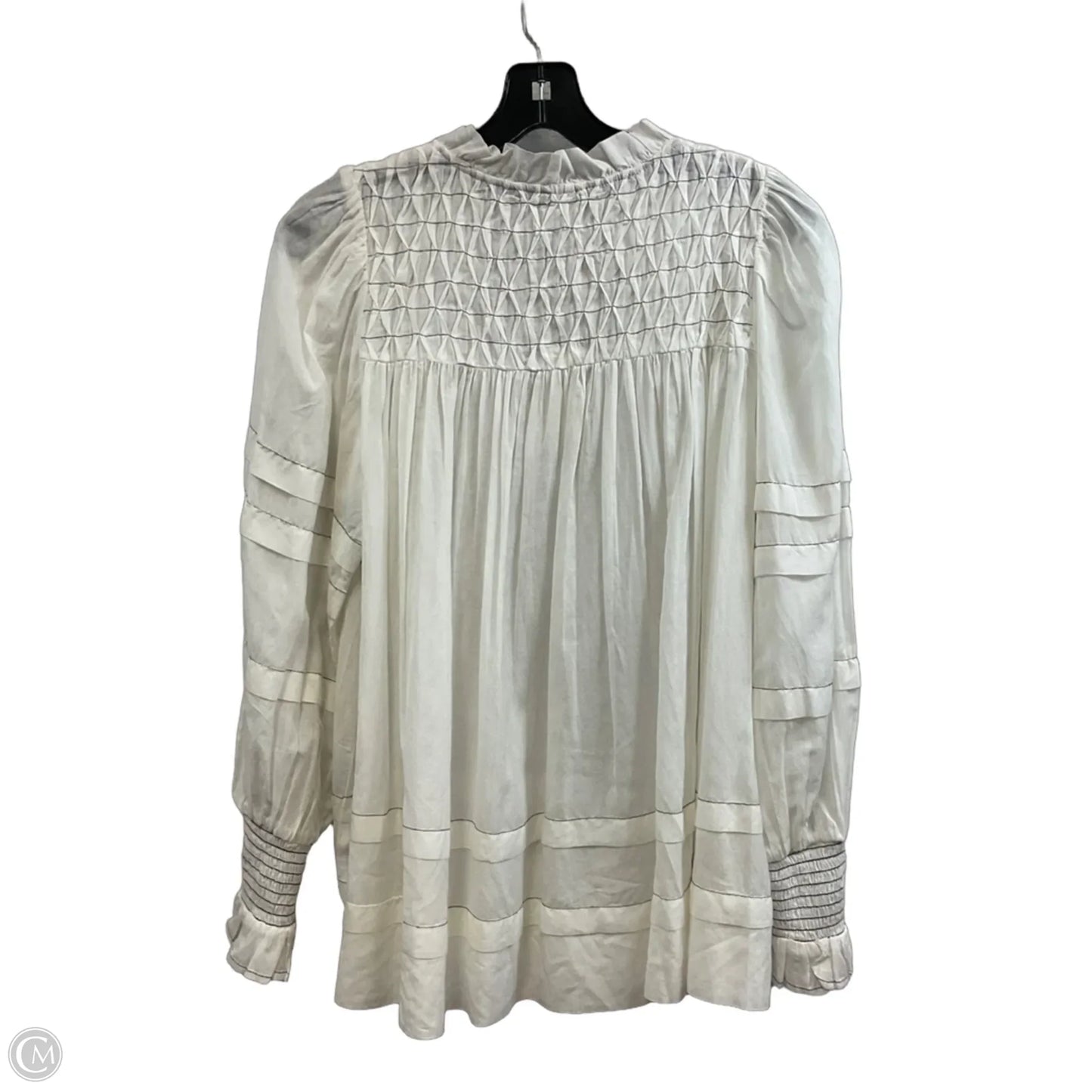 Blouse Long Sleeve By Anthropologie In White, Size: Xsp