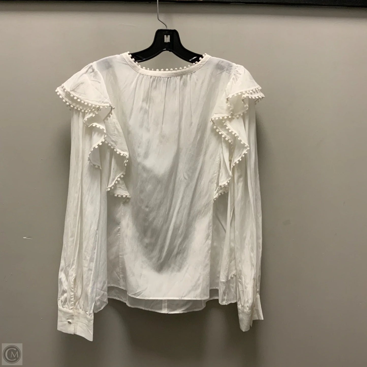 Blouse Long Sleeve By Ann Taylor In White, Size: L