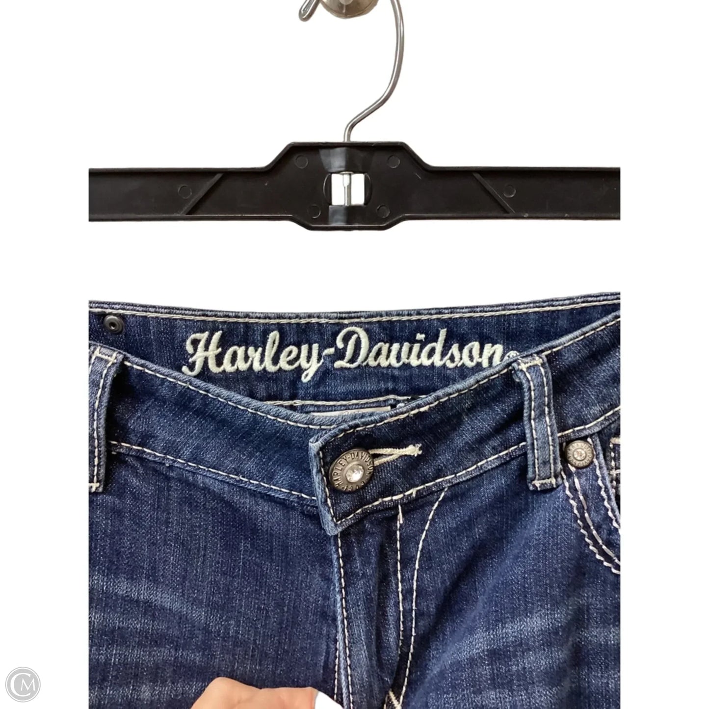 Jeans Straight By Harley Davidson In Blue Denim, Size: 12