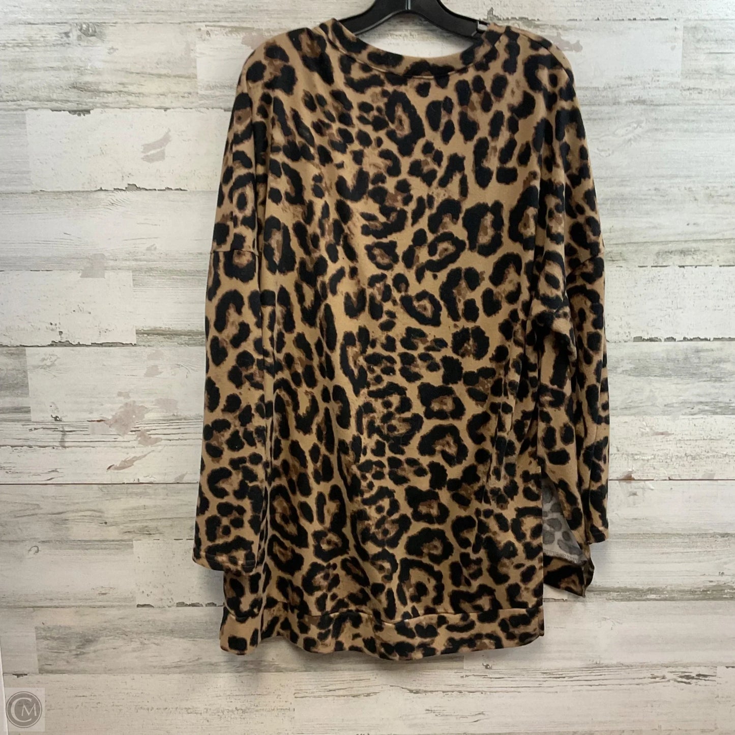 Top Long Sleeve By Amaryllis In Animal Print, Size: 1x
